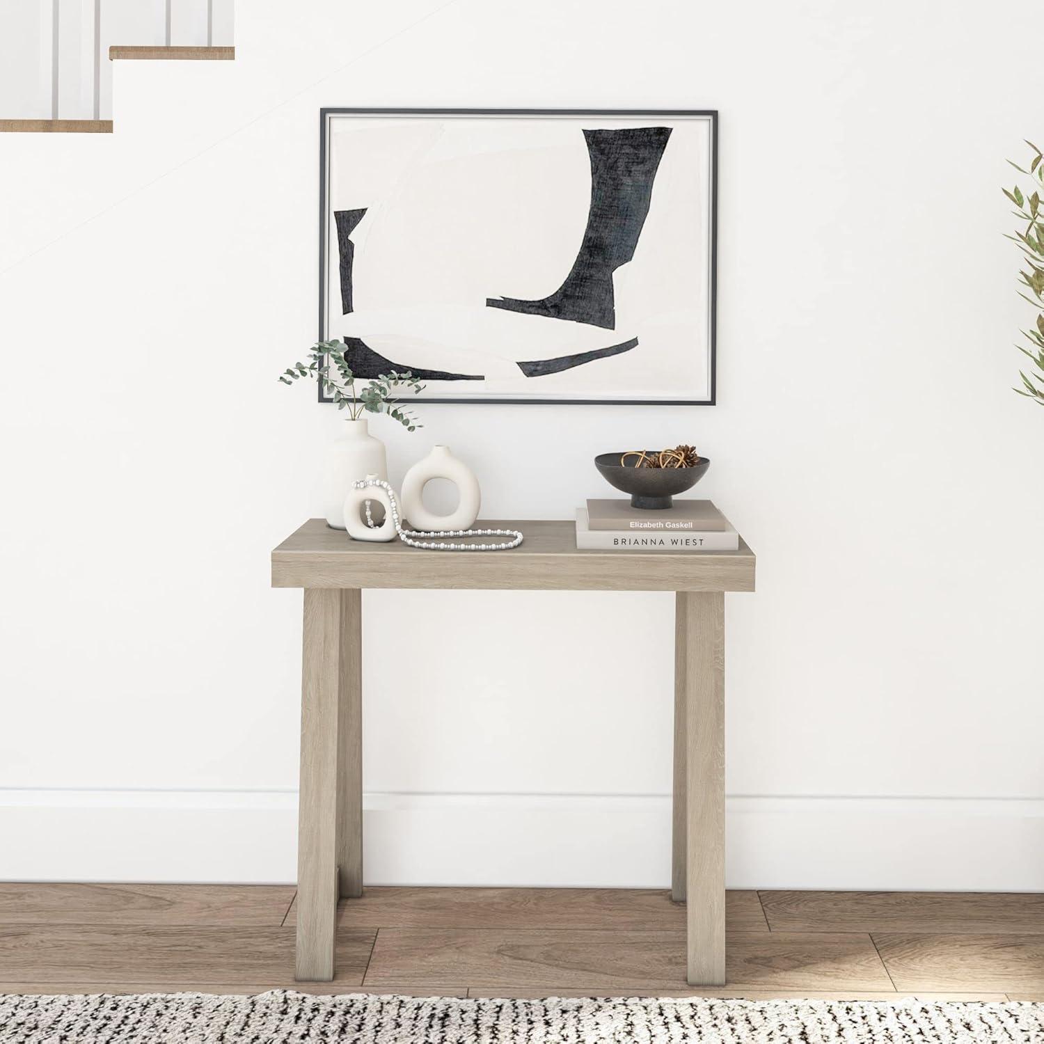 17 Stories Solid Pine Wood Console Table With Storage Shelf, 36-Inch Narrow Entryway Hallway Sofa Table