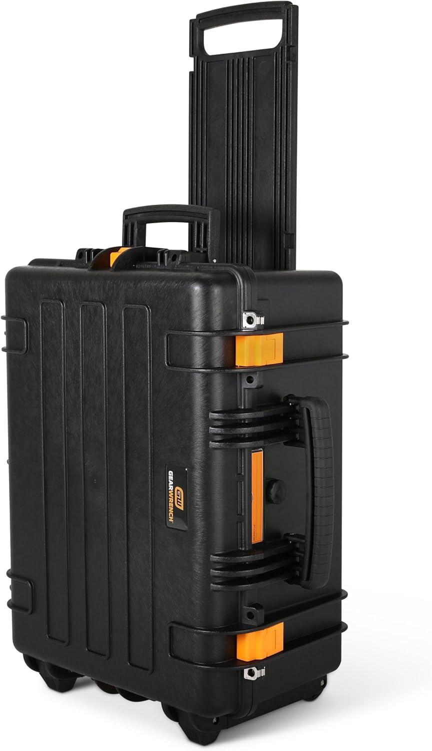 24" Black Polypropylene Heavy-Duty Rolling Tool Case with Trays