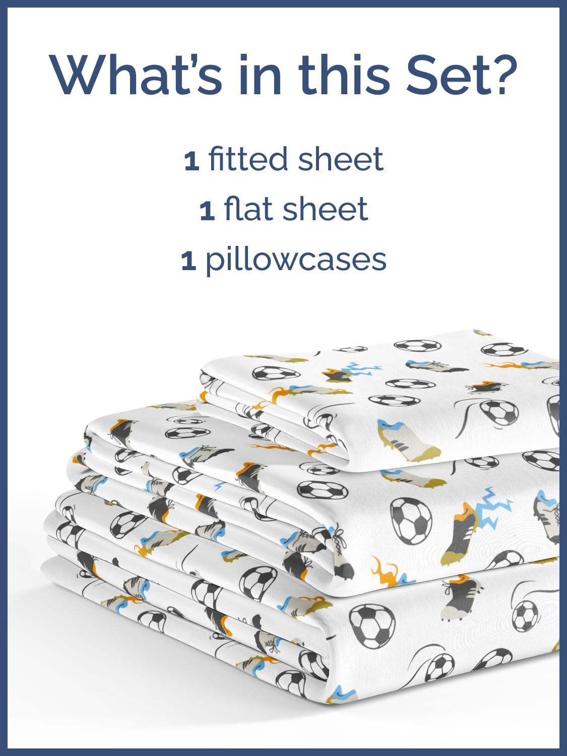 CGK Linens Kids 3 Piece Microfiber Sheet Set in Soccer, Size Twin
