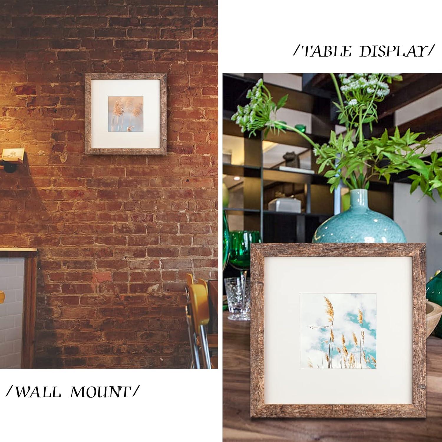 TOFOREVO Picture Frames 8x8 Set of 2 Rustic Wood Grain Photo Frame for Gallery Wall Mounting or Tabletop Display