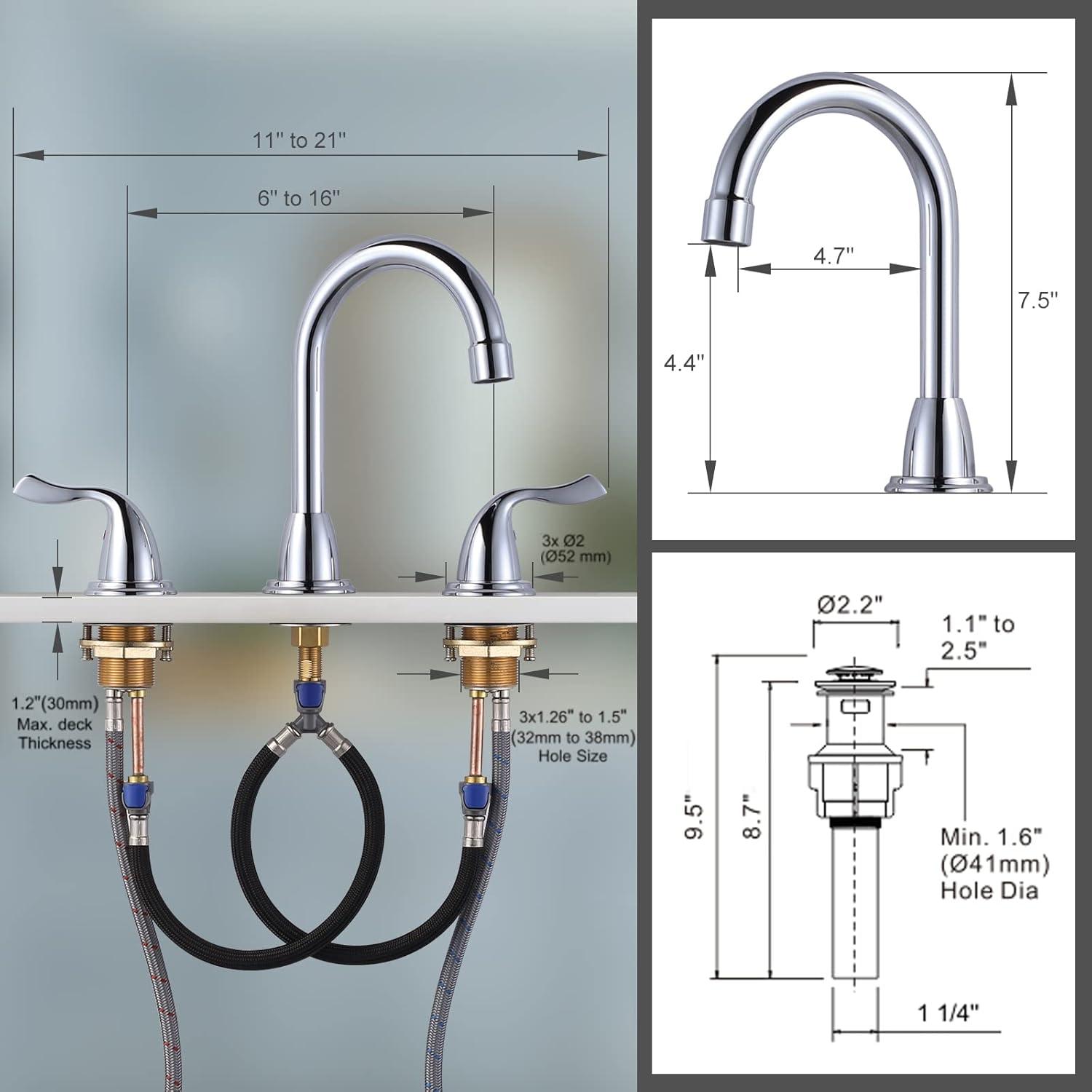 Polished Chrome 8-Inch Widespread Double Handle Bathroom Faucet