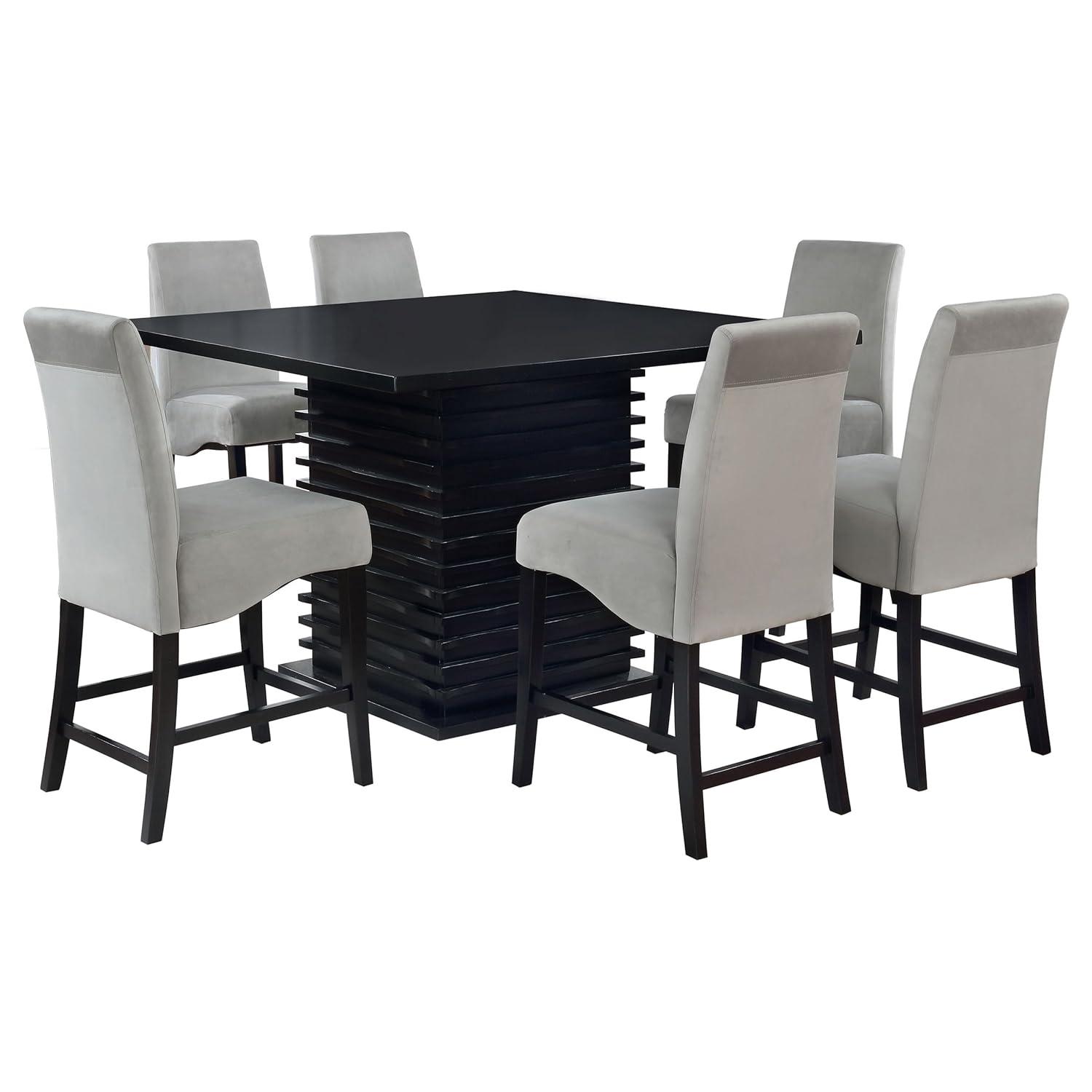 Coaster Stanton 7-Piece Contemporary Wood Dining Set in Black and Gray