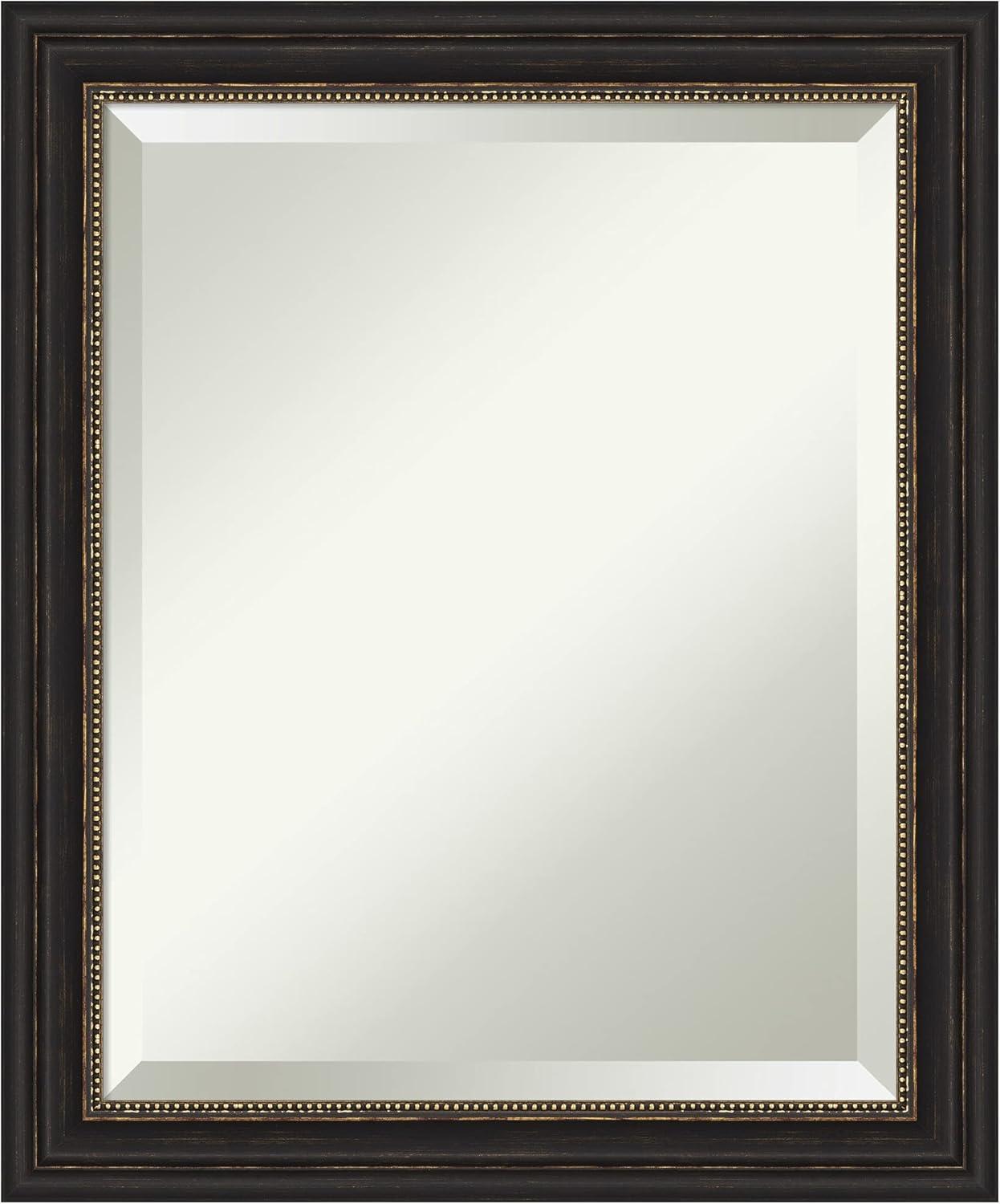 Amanti Art Beveled Bathroom Wall Mirror - Accent Bronze Narrow Frame Outer Size: 20 x 24 in