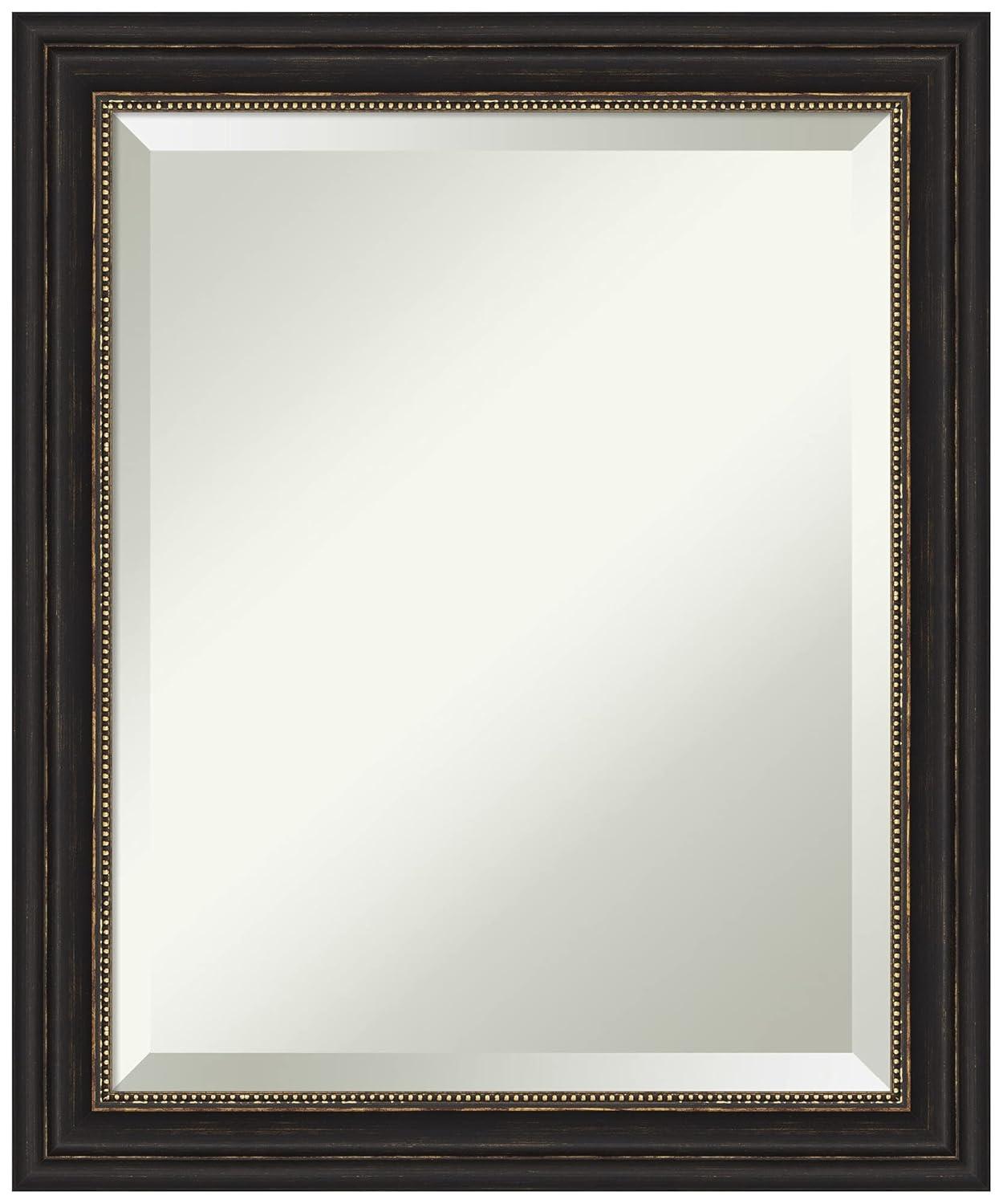 Amanti Art Beveled Bathroom Wall Mirror - Accent Bronze Narrow Frame Outer Size: 20 x 24 in