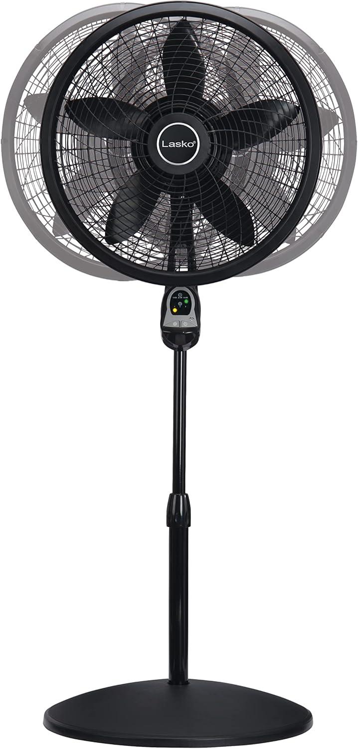 Lasko 54" Cyclone Oscillating 3-Speed Pedestal Fan with Remote and Timer, Black, 1843, New