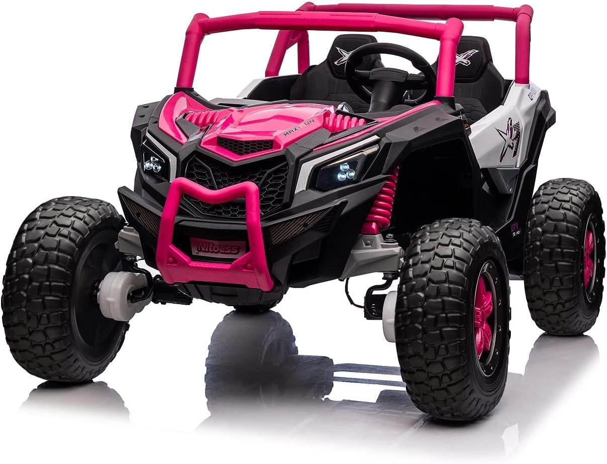 Track 7 24V Ride on UTV, 2-Seater Ride on Car with Remote Control, Music, 2 Speed, Key Start, 4x4 Ride on Off-Road Truck, Blue