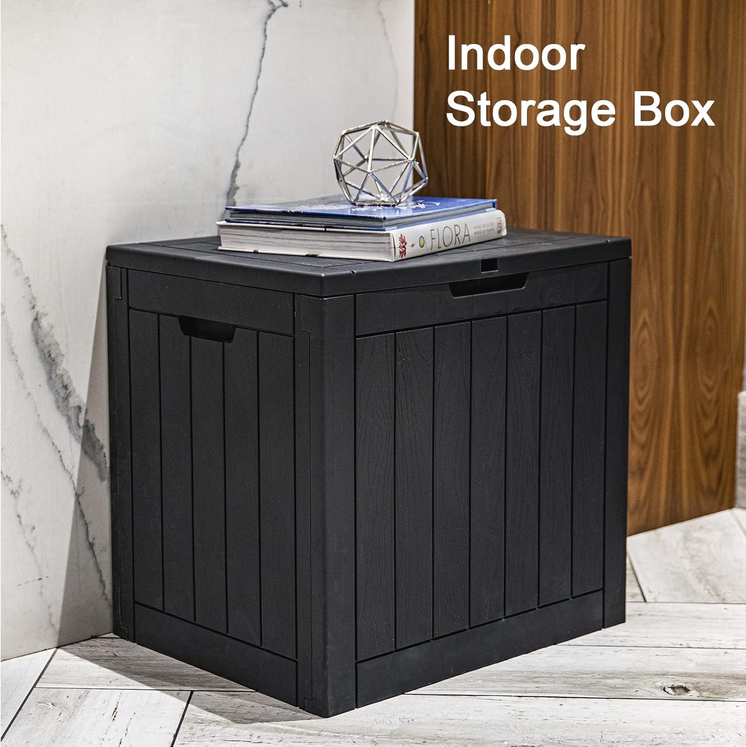 Black 30 Gallon Lockable Plastic Deck Storage Box