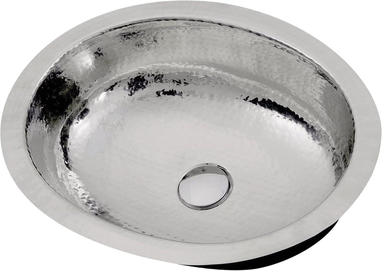 Hand Hammered Stainless Steel Oval Undermount Bathroom Sink