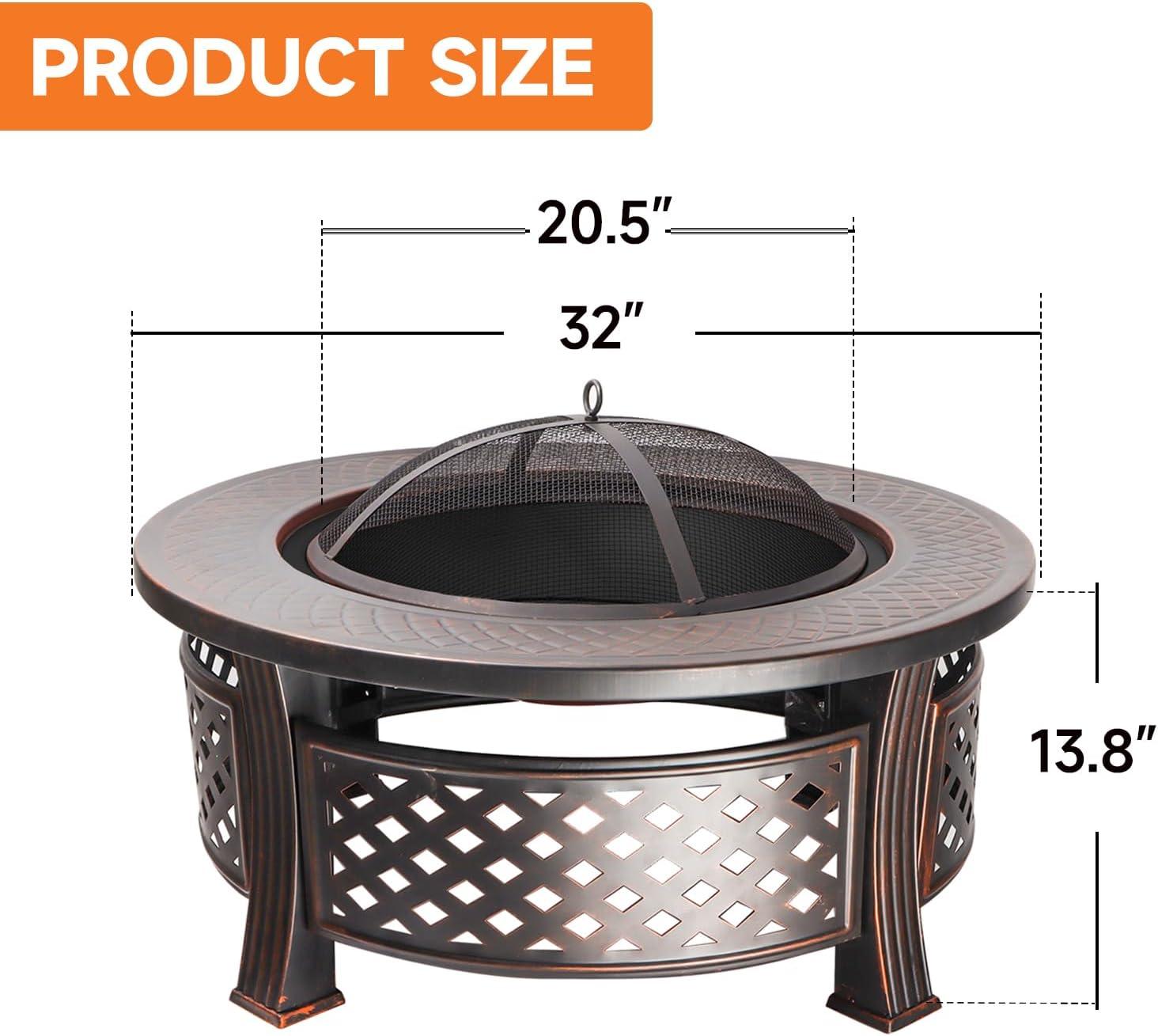 Classy Home 32'' Round Steel Fire Pit Accessory