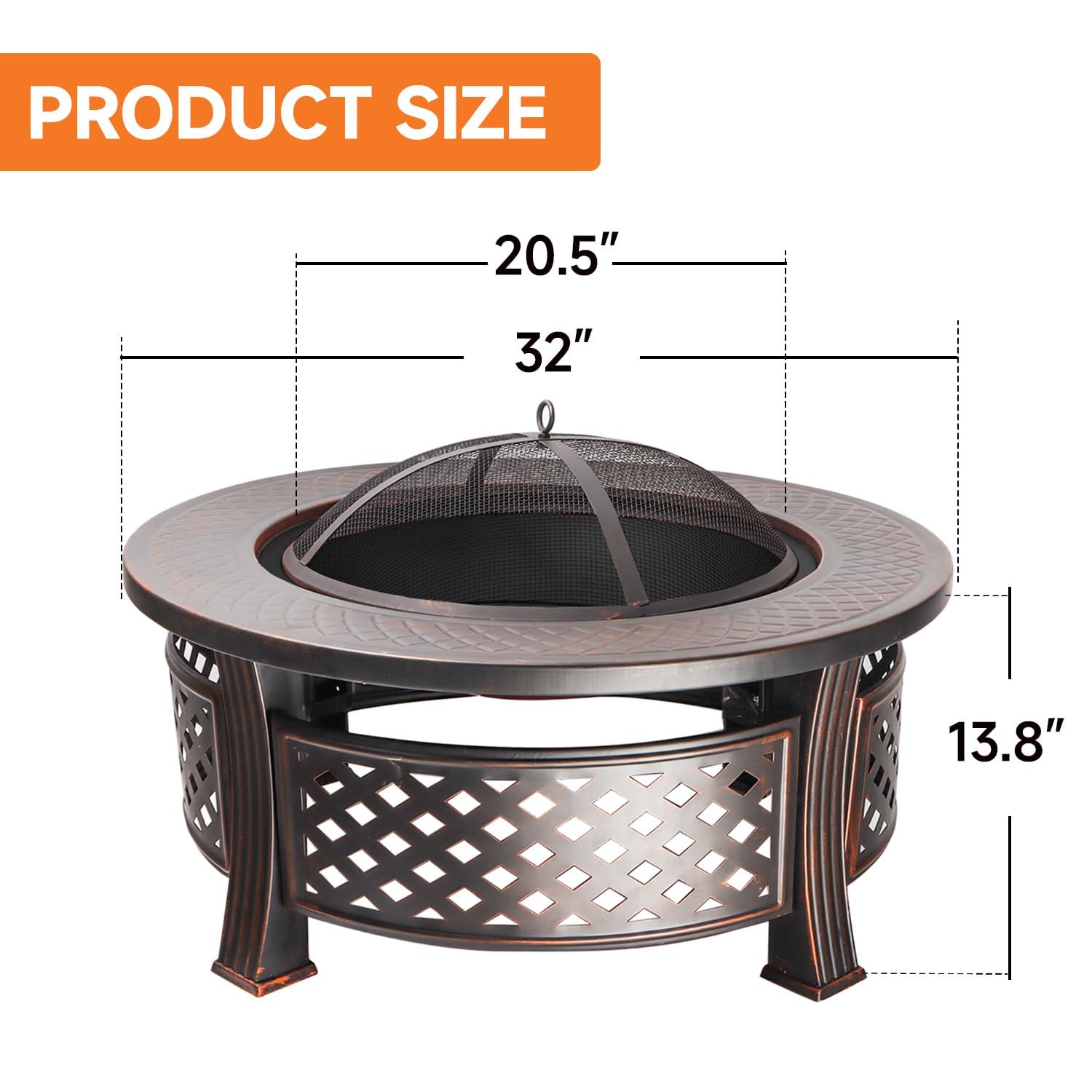 Classy Home 32'' Round Steel Fire Pit Accessory