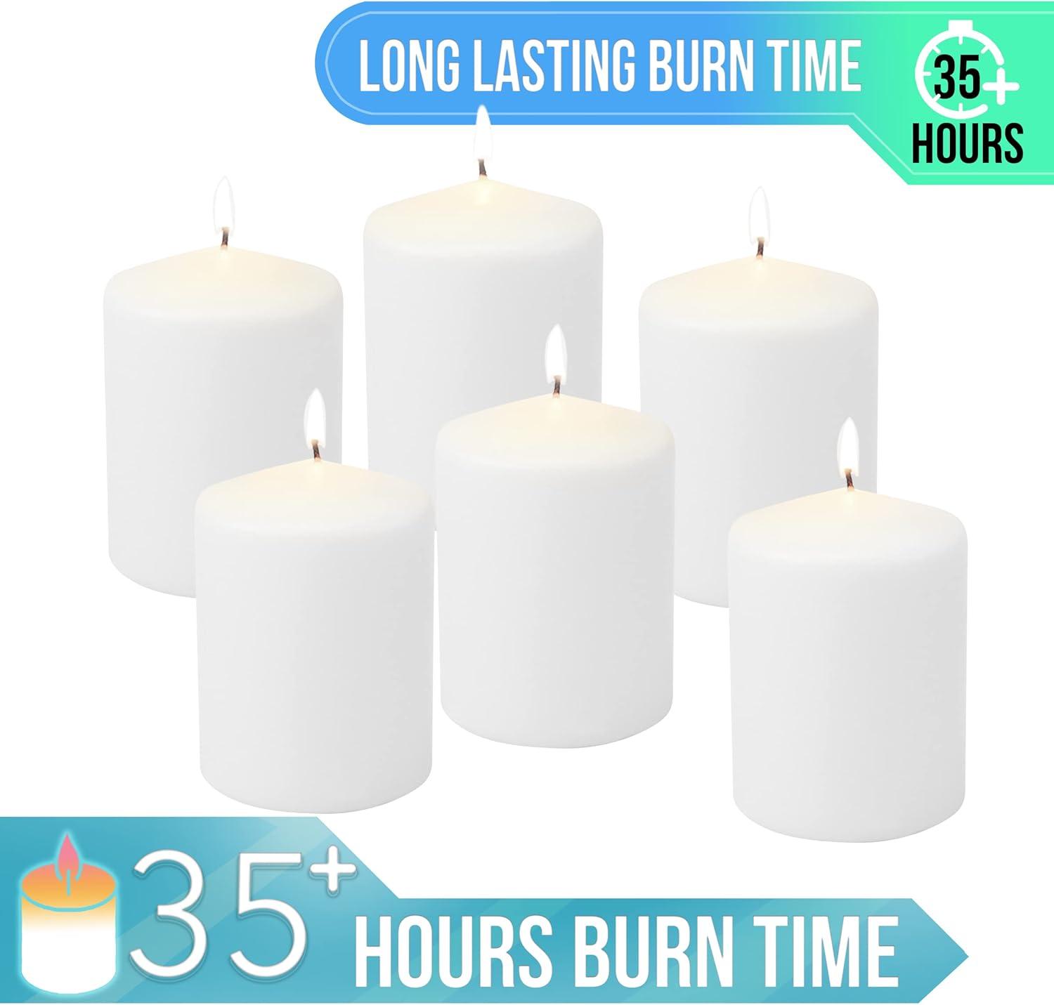 6pk Pillar Candles White - Stonebriar Collection