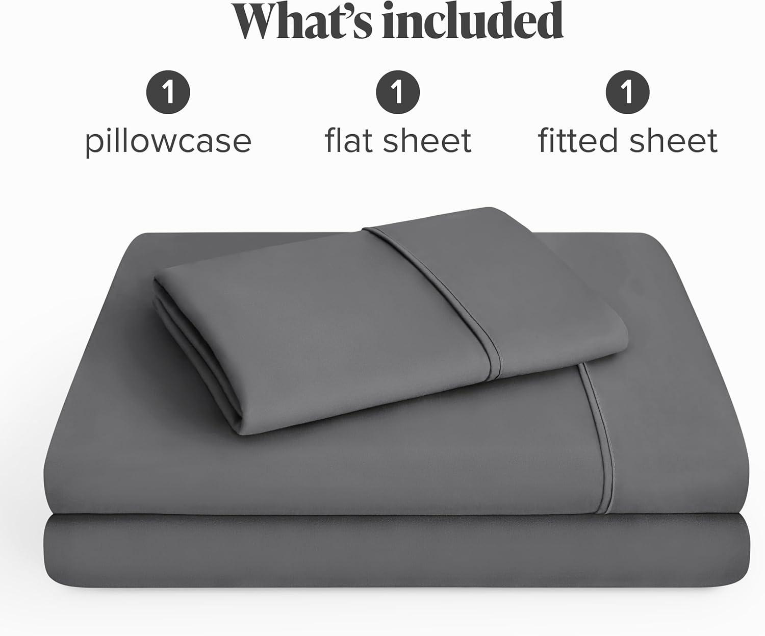 Twin Grey 22 Inch Extra Deep Pocket Sheet Set, Double Brushed Microfiber Sheets by Bare Home