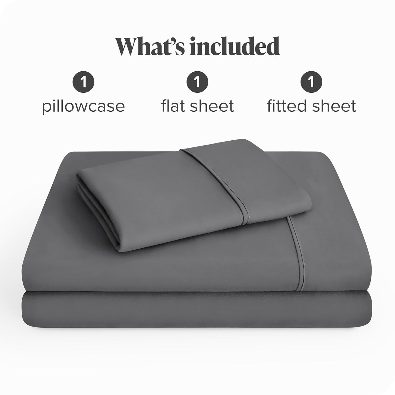 Twin Grey 22 Inch Extra Deep Pocket Sheet Set, Double Brushed Microfiber Sheets by Bare Home