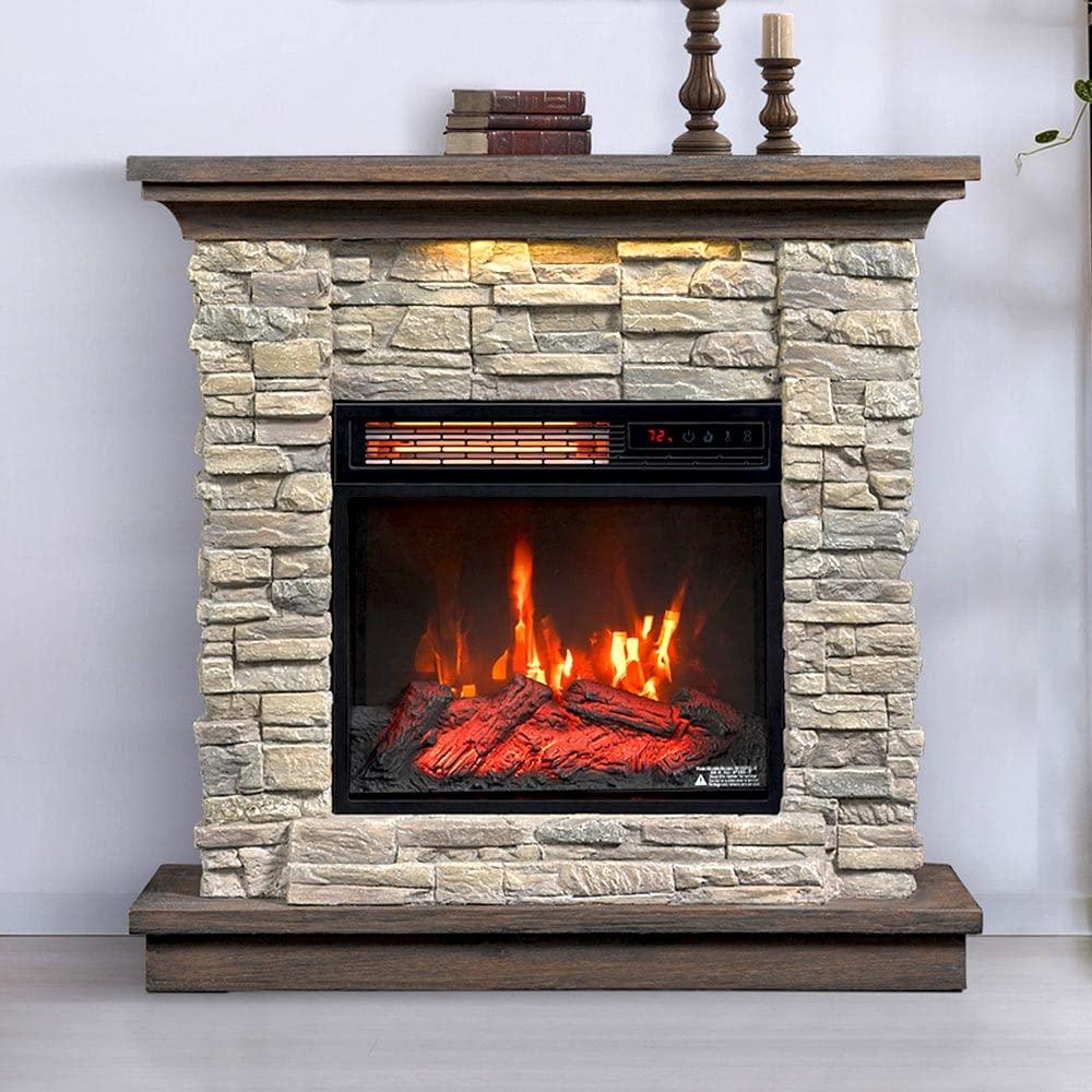 Duraflame Austin 33.5" W x 33" H x 11" D Infrared Electric Fireplace Mantel Package - Smoky Gray