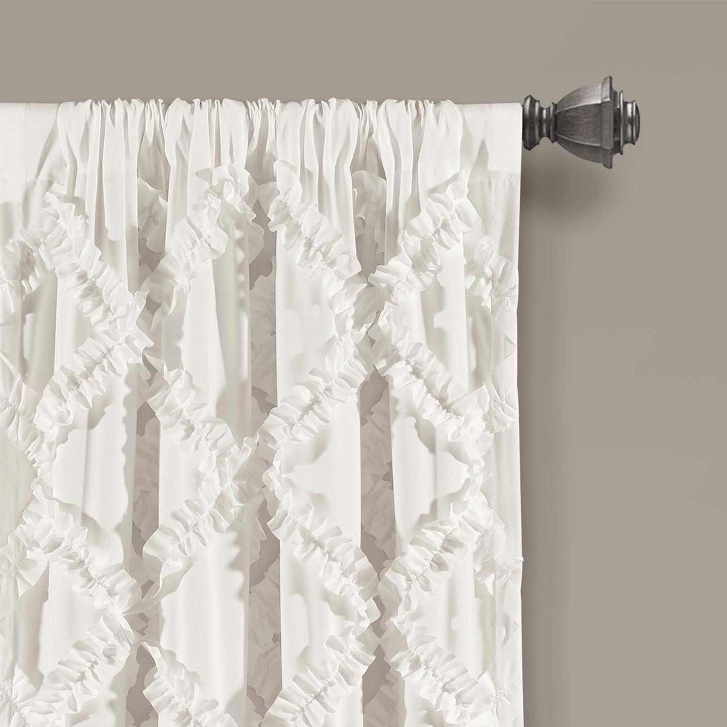 Lush Decor Ruffle Diamond Geometric Semi-Sheer Thermal Indoor Single Curtain Panel (Set of 2)