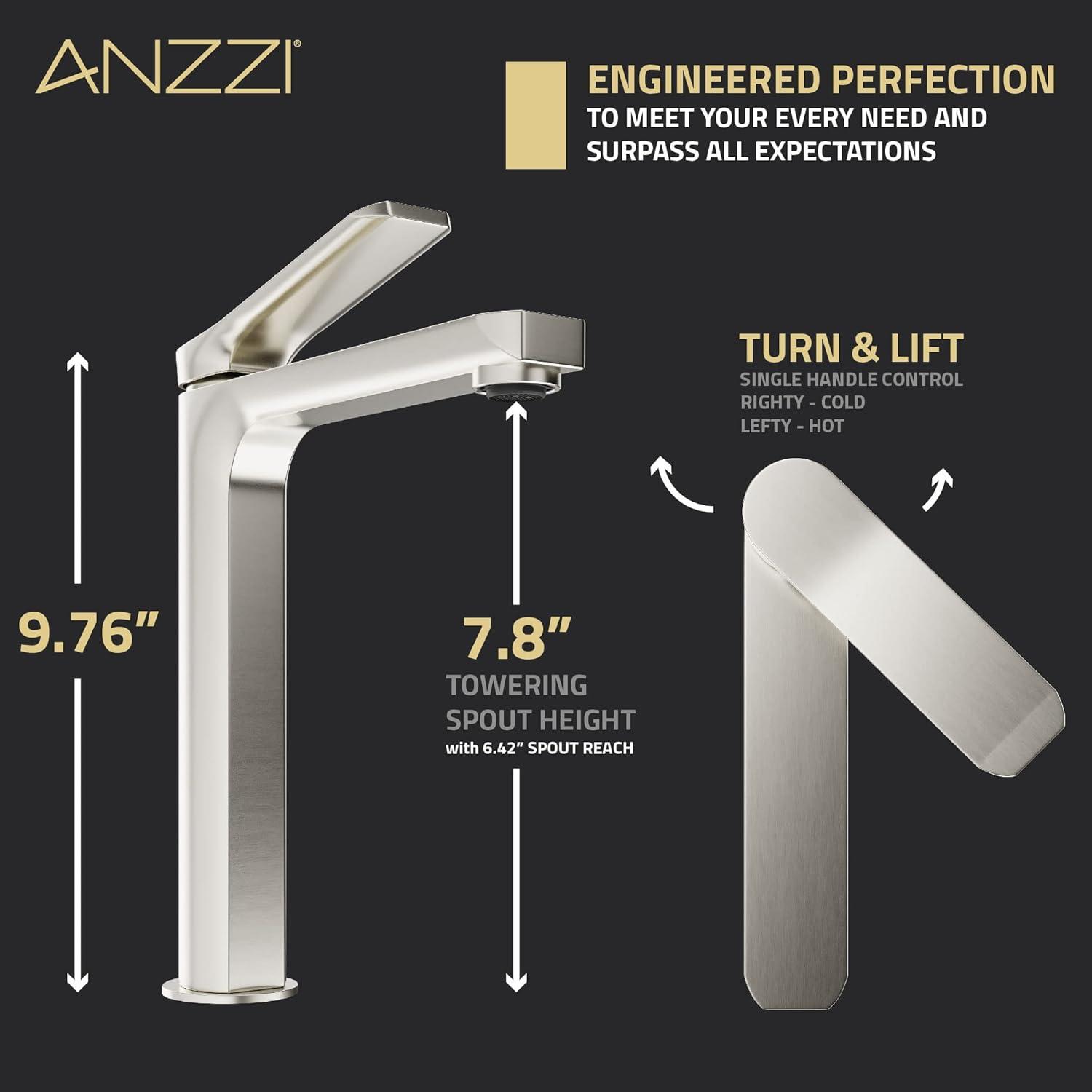 Brushed Nickel Single Handle Bathroom Faucet with Pop-Up Drain