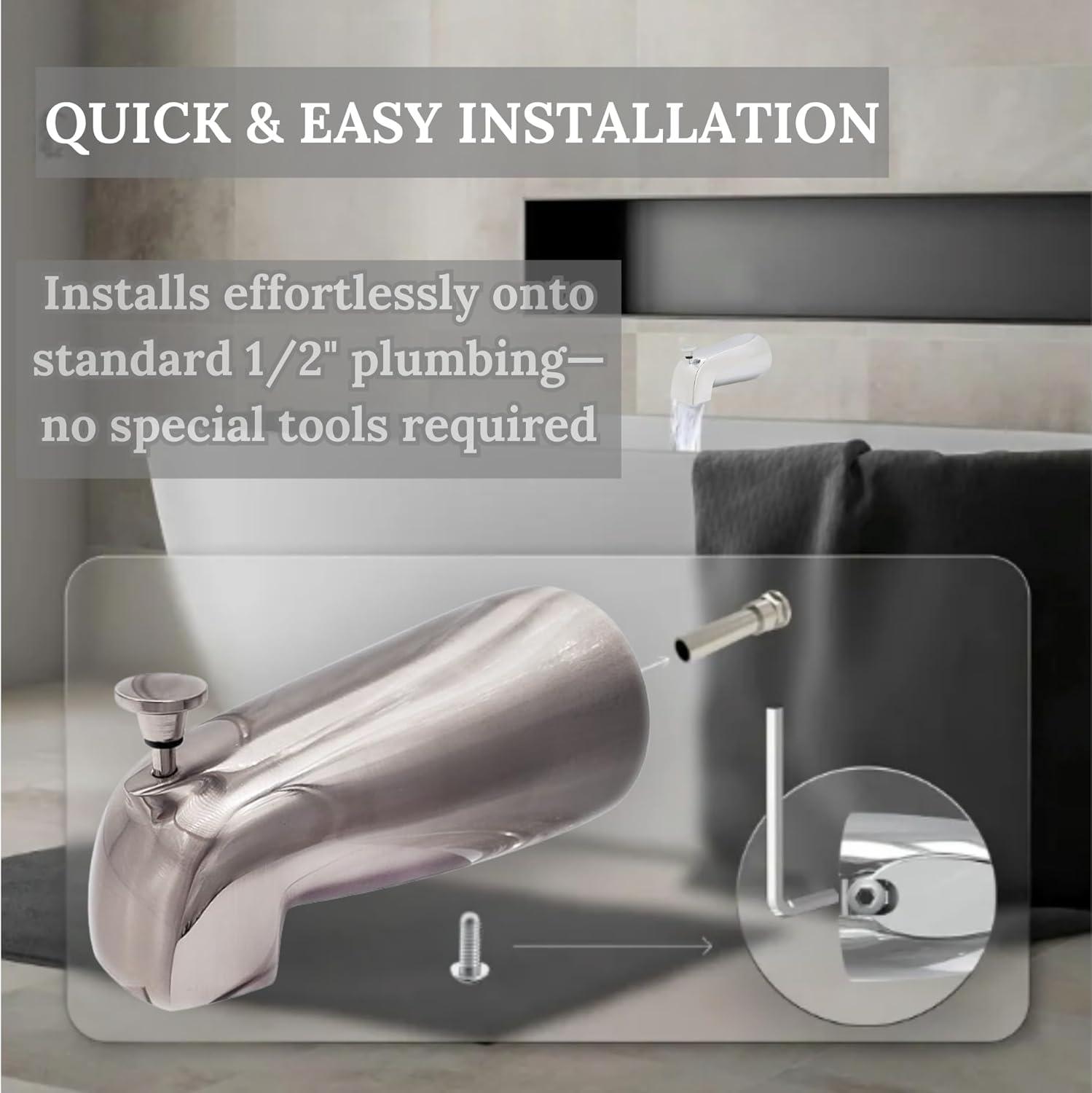 5-1/2" Reach Brass Wall Mount Tub Spout with Nose Diverter