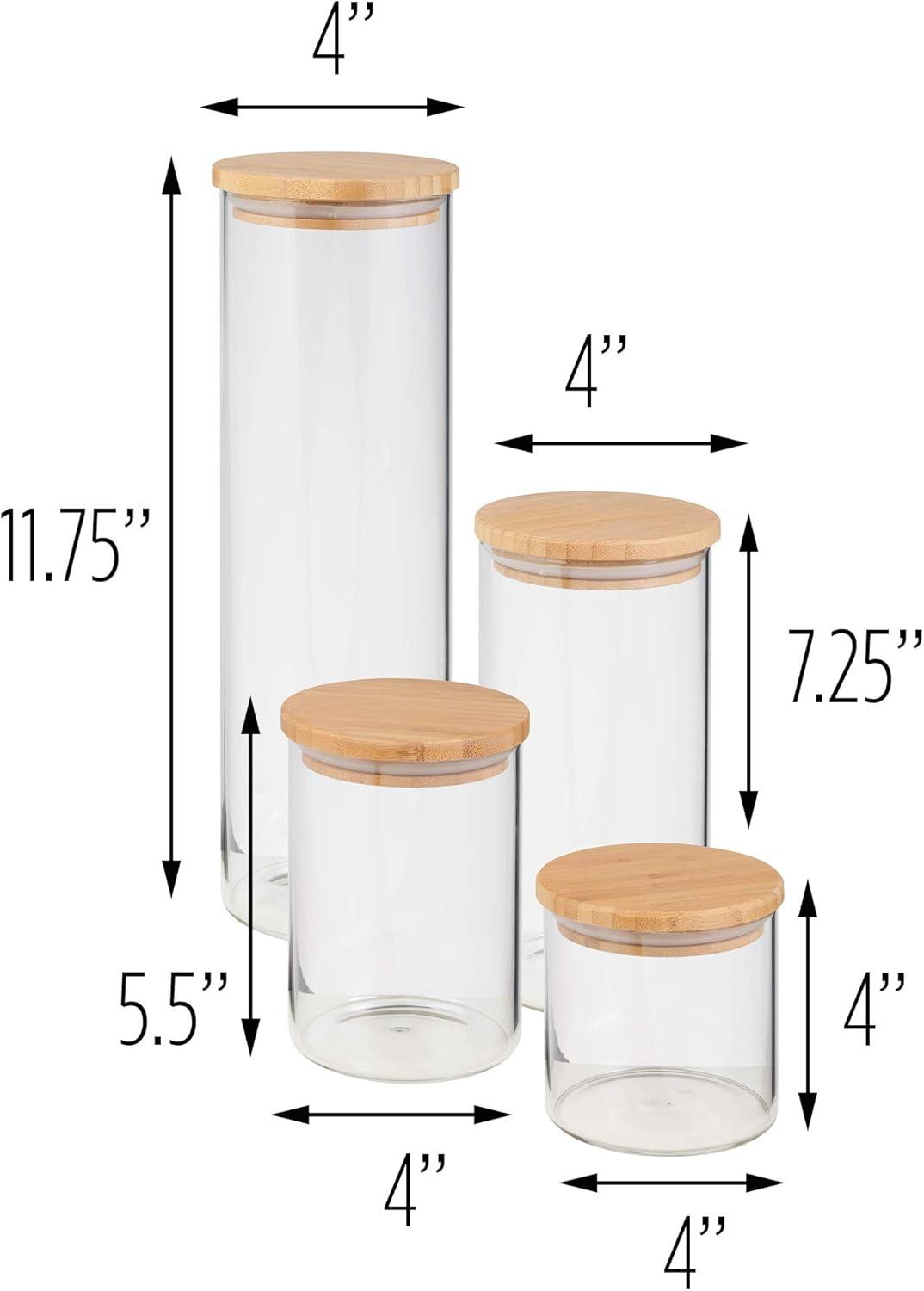 Eco-Friendly Glass Jar Set with Bamboo Lids, 4-Piece