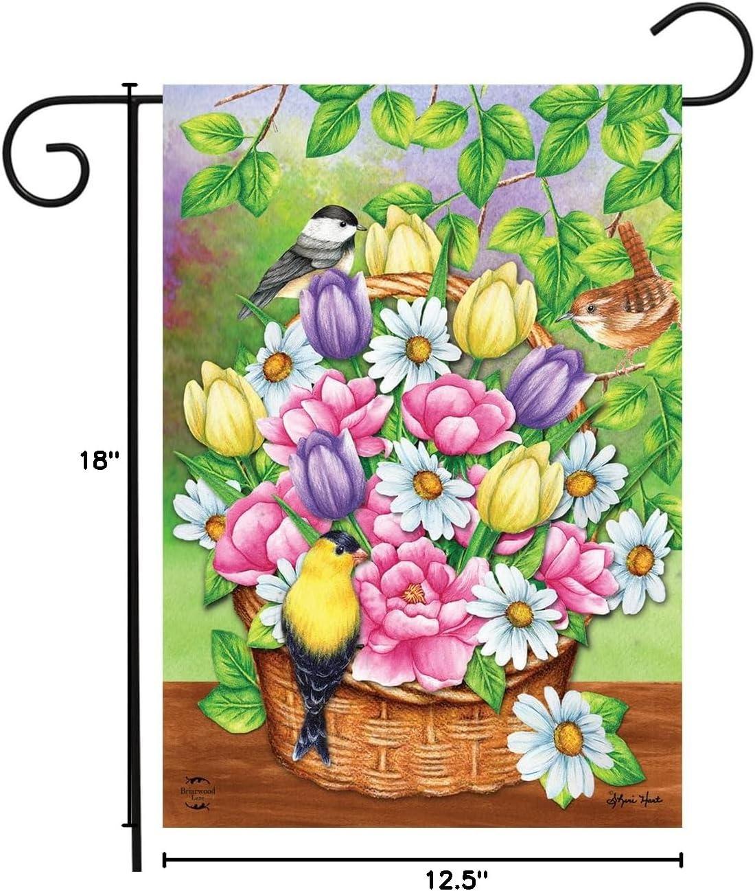 Spring Birds and Flowers Outdoor Garden Flag 18" x 12.5"