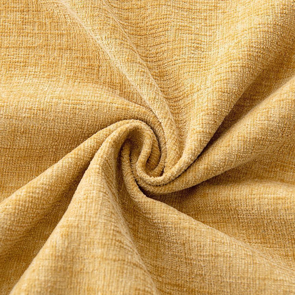 Set of 2 Mustard Yellow Linen Throw Pillow Covers 18x18 Inch