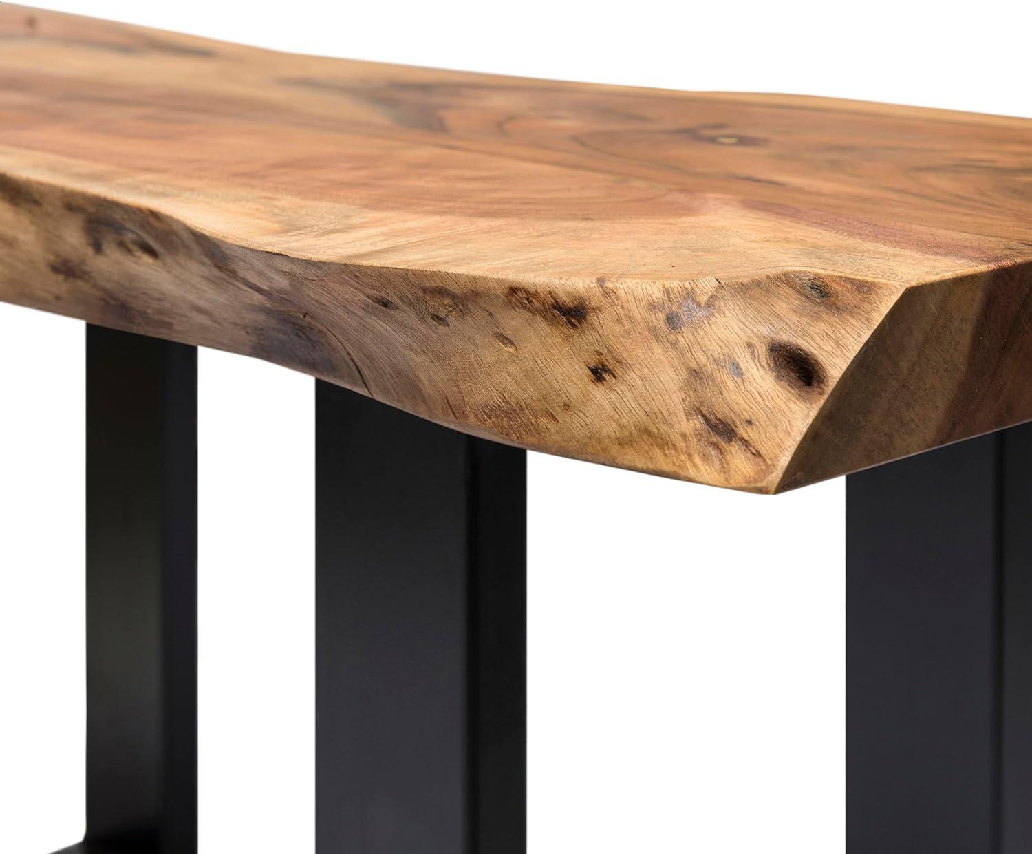 Alpine Live Edge Wood Media Console Table Natural - Alaterre Furniture: Acacia, Metal Legs, Rectangular