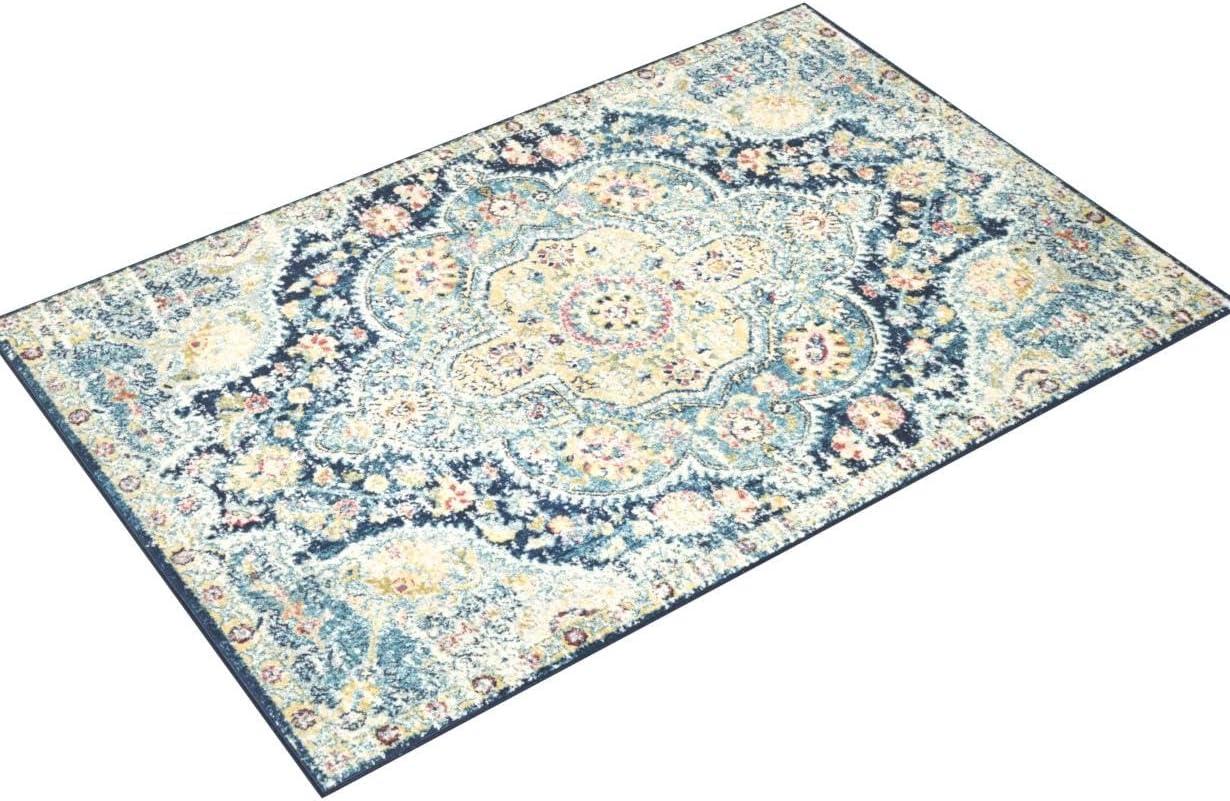 Navy Rectangular Vintage Medallion Area Rug, 5'3" x 7'6"