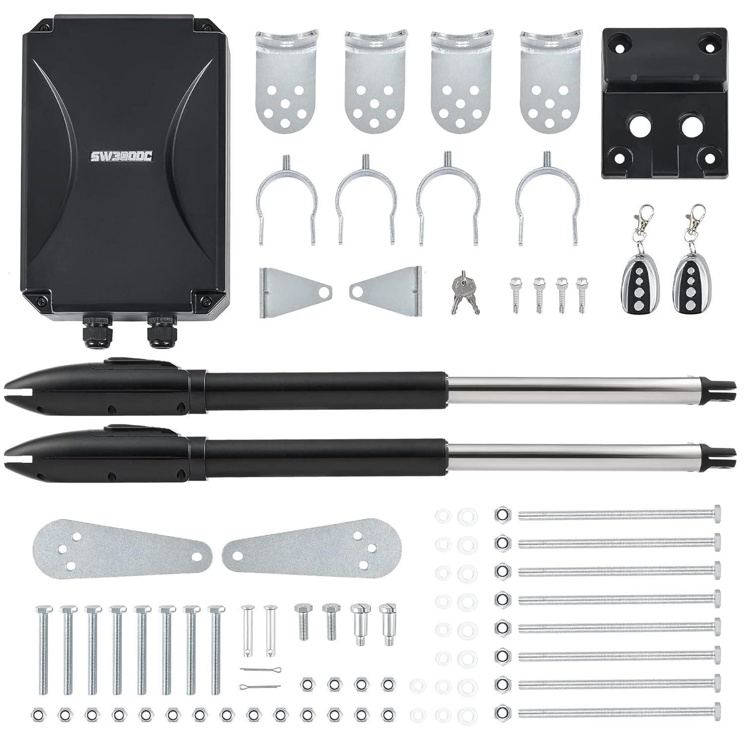 CO-Z Automatic Dual Swing Gate Opener Kit, Electric Gate Opener for Doors up to 660lb*2 18ft, Driveway Home Garden System for Double Swing Gates, Dual Gate Complete Kit with Remote Control