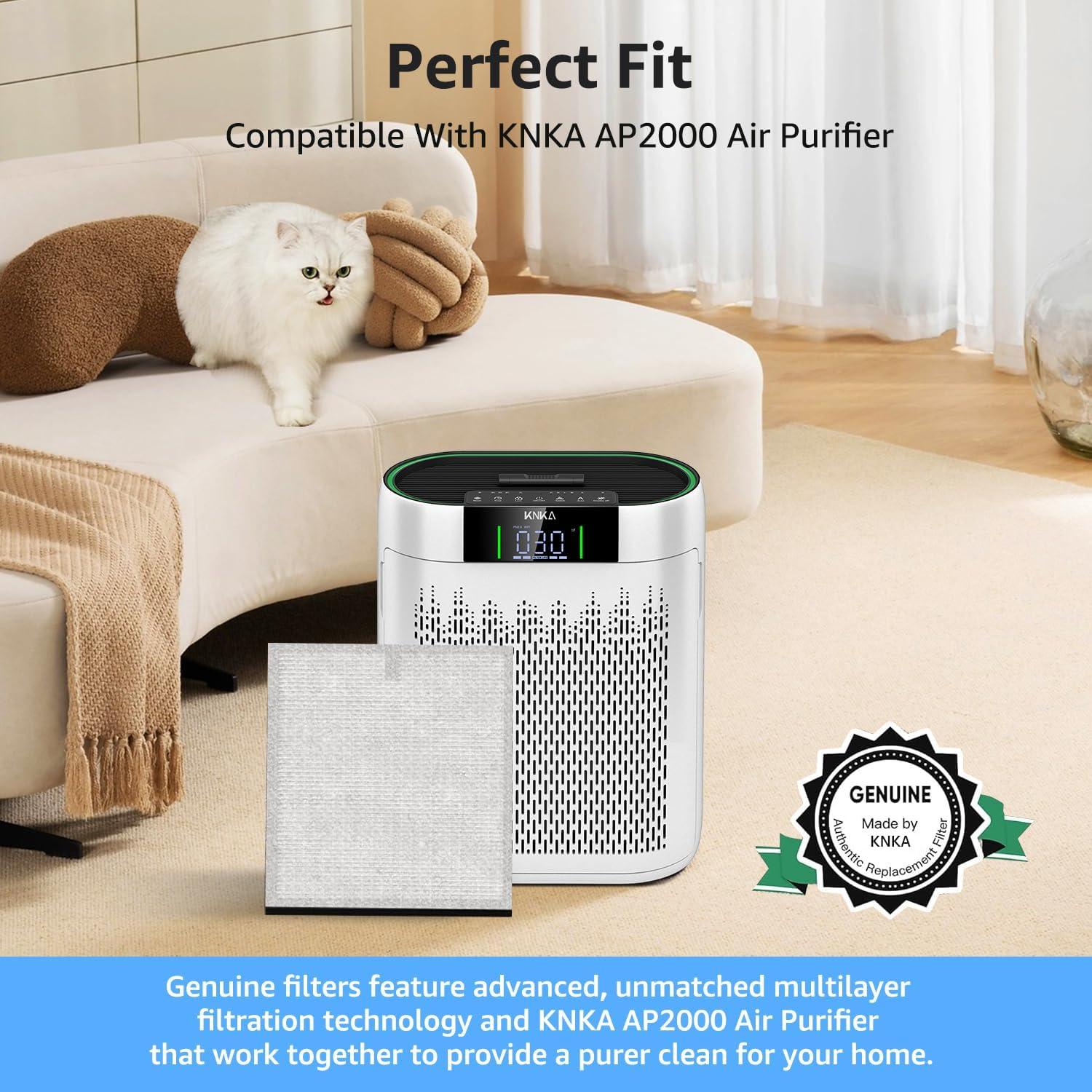 KNKA Air Purifier, HEPA Air Purifiers for Large Rooms up to 2500 Sq. ft., Air Cleaner with Air Quality Monitor, Smart WiFi, and Aromatherapy, for Allergies, Pets, Odors, Dust, Pollen, and Smoke