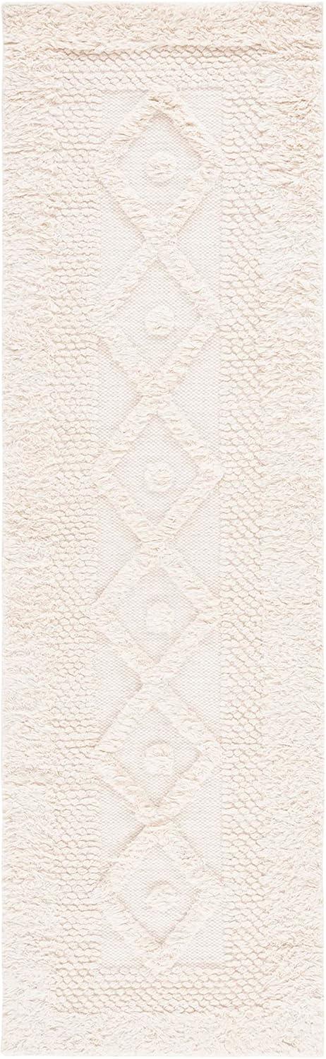 Hand-Knotted Ivory Wool Rug - 2' 3" x 8'