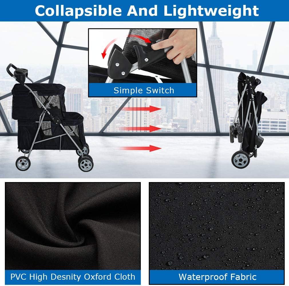 Bestpet Pet Stroller Carriers Bag Jogger Stroller for Dogs and Cats, Small and Medium (Black)