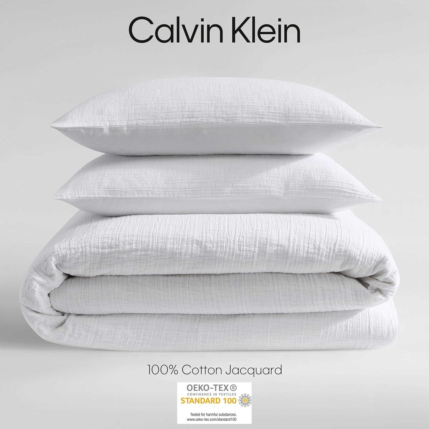 Calvin Klein Washed Texture Solid Cotton Duvet Cover Set