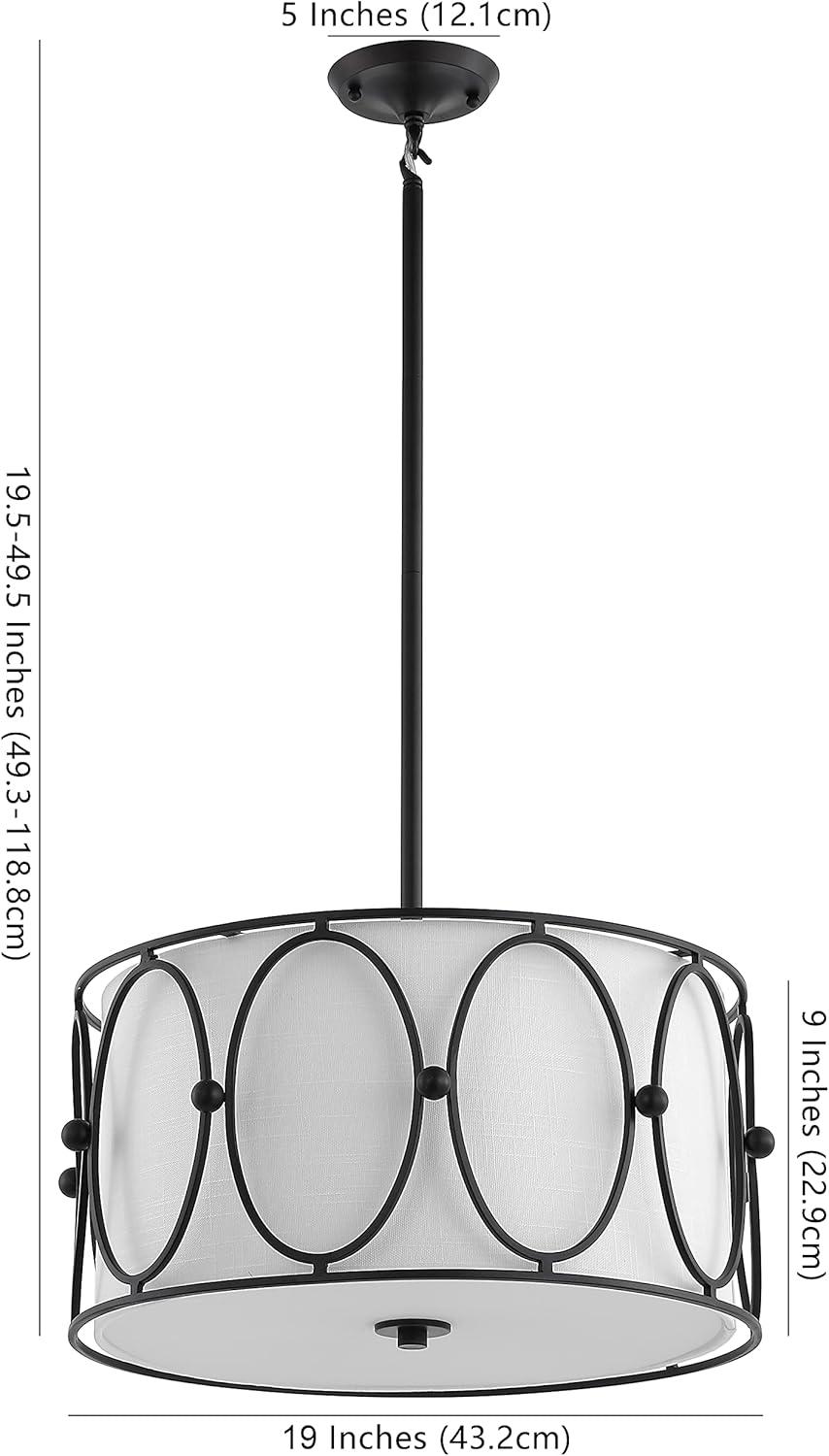 Violetta Coastal-Transitional 19" LED Drum Pendant in Oil-Rubbed Bronze with White Shade