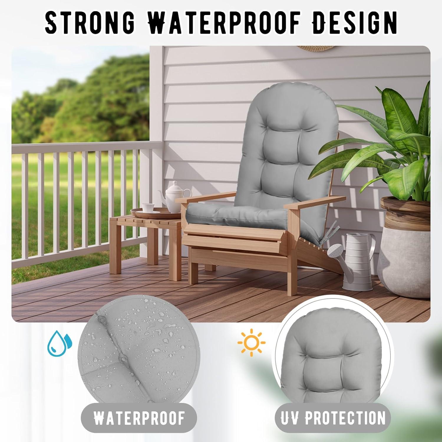 Crestlive Products Adirondack Style Patio Outdoor Chair Cushion for Adirondack Chair or Lounge Rocking Chair - See picture 2-Piece Set, Navy Blue