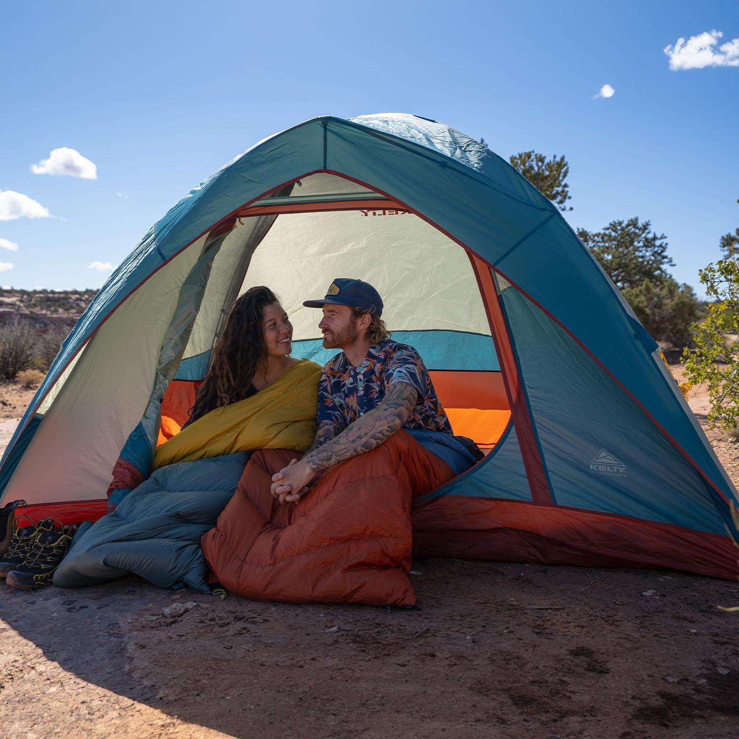 Kelty | Discovery Basecamp 4P Tent, 3-Season Lightweight Durable 4-Person Shelter - Green/Blue