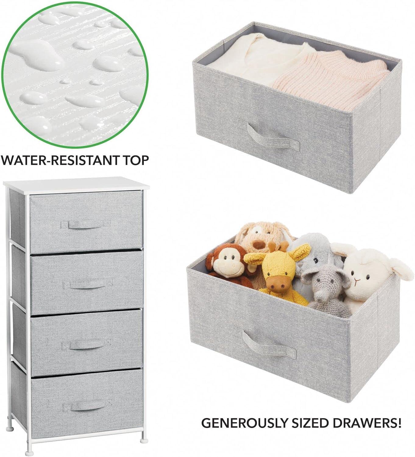 mDesign Tall Dresser Storage Tower Stand with 4 Removable Fabric Drawers - Gray