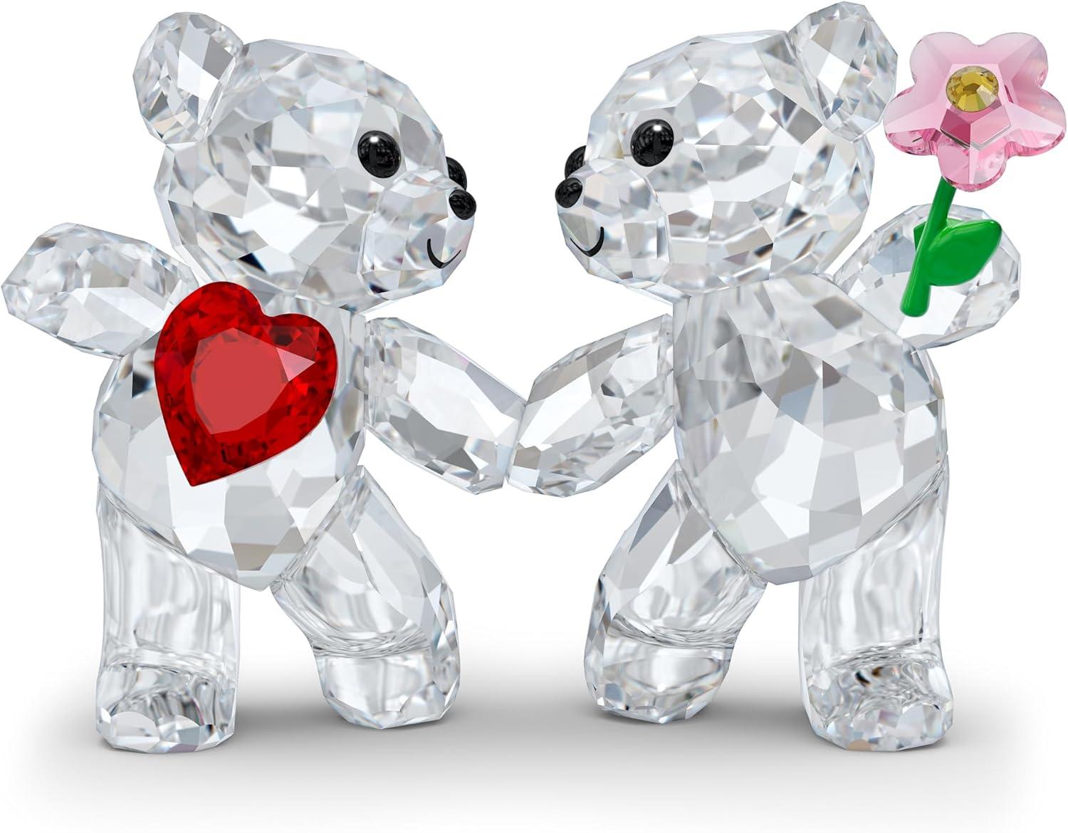 Swarovski Crystal Bear Figurine with Heart and Flower