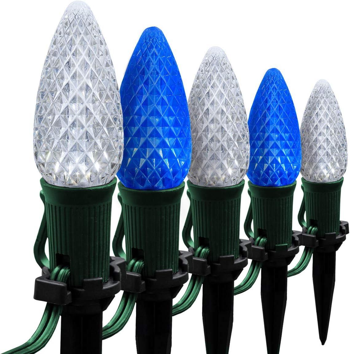 50-Foot Blue and White LED Pathway Lights with Stakes