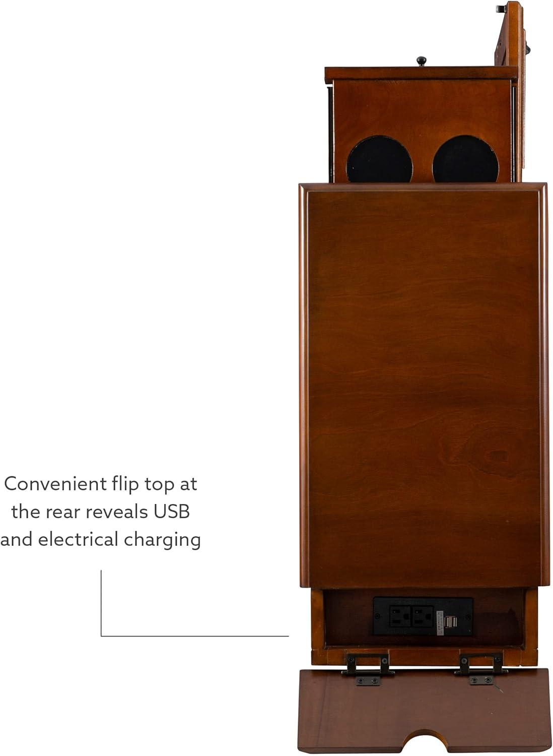 Powell Butler Accent Table with USB and Electrical Charging Station, Hazelnut