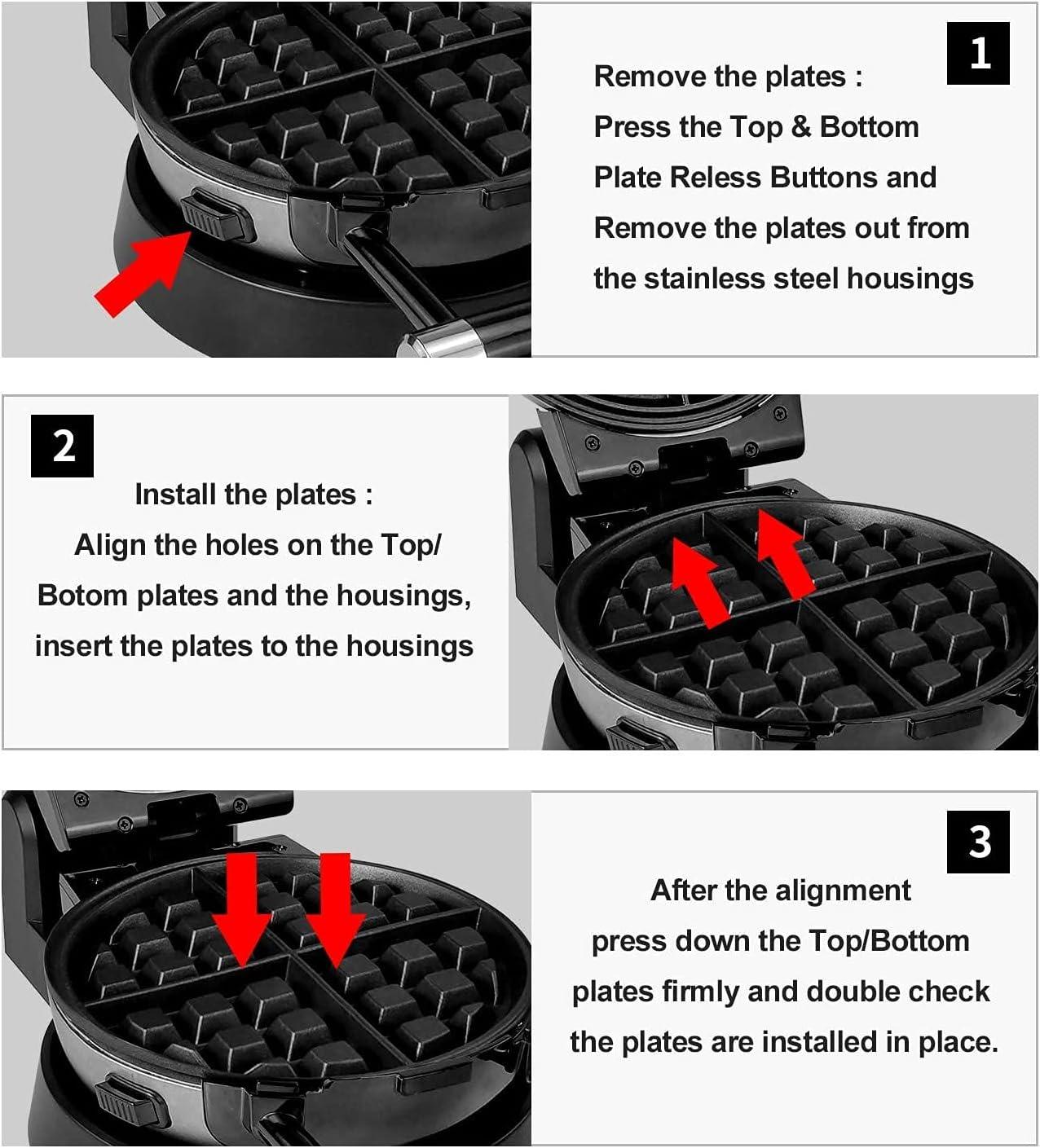 360 Rotating Stainless Steel Belgian Waffle and Omelet Maker