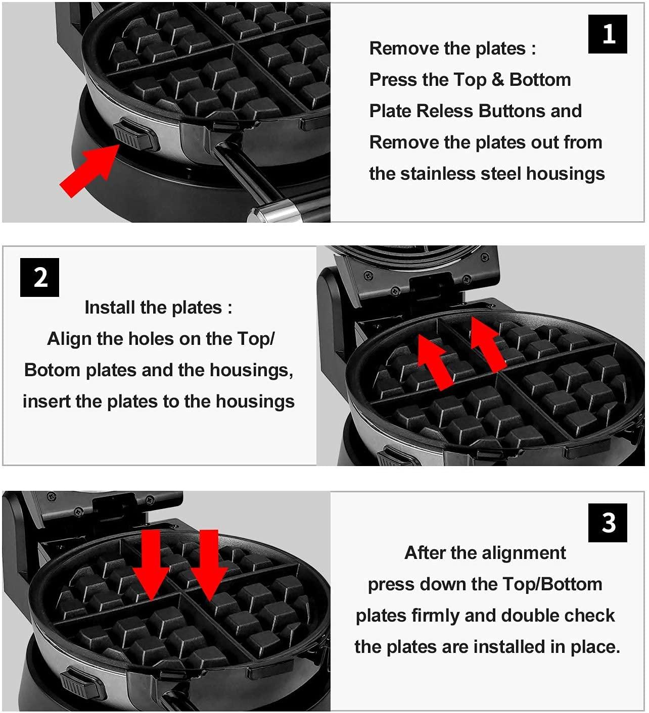 360 Rotating Stainless Steel Belgian Waffle and Omelet Maker