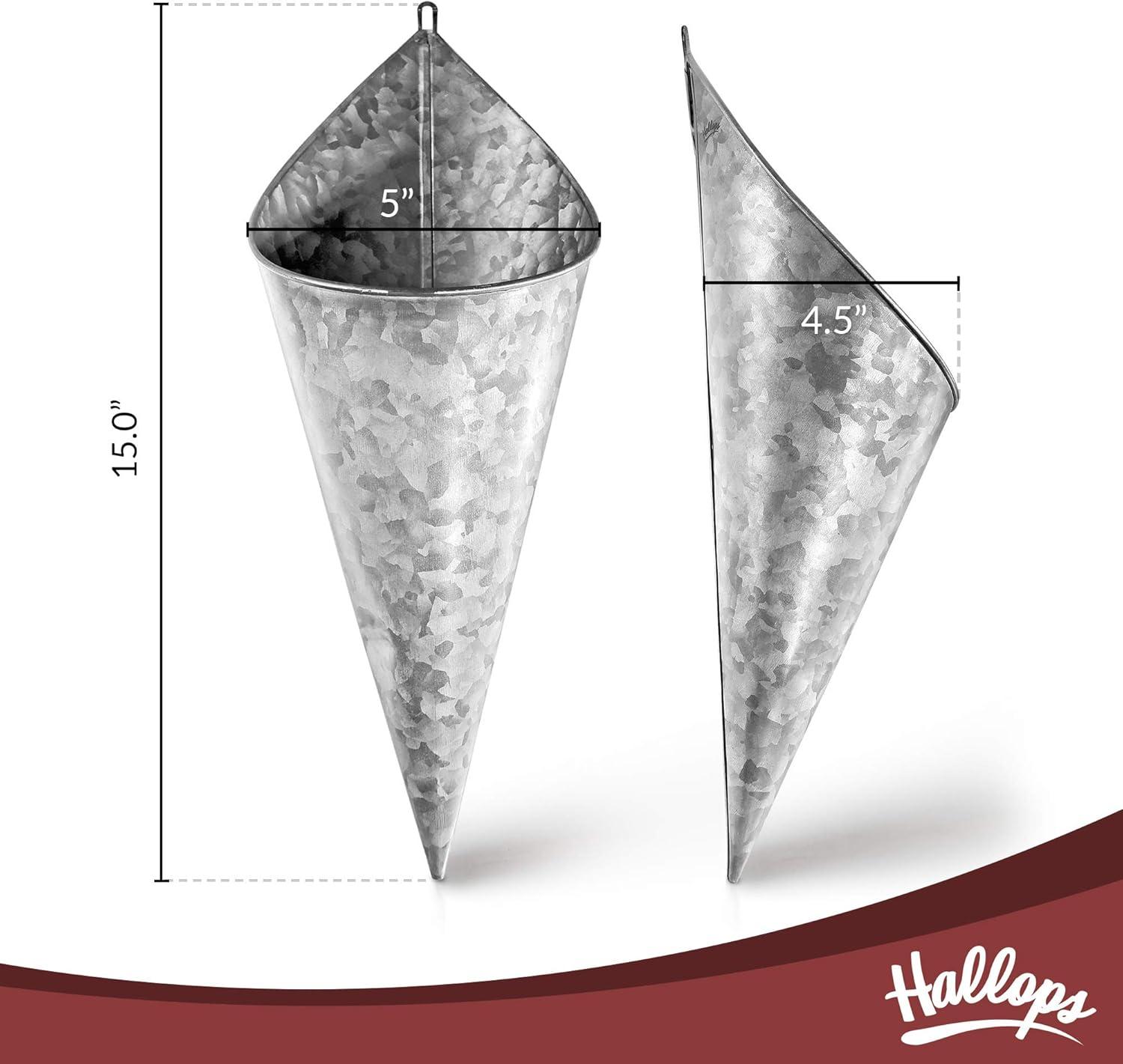 Hallops Galvanized Wall Planters 2 Cone Large