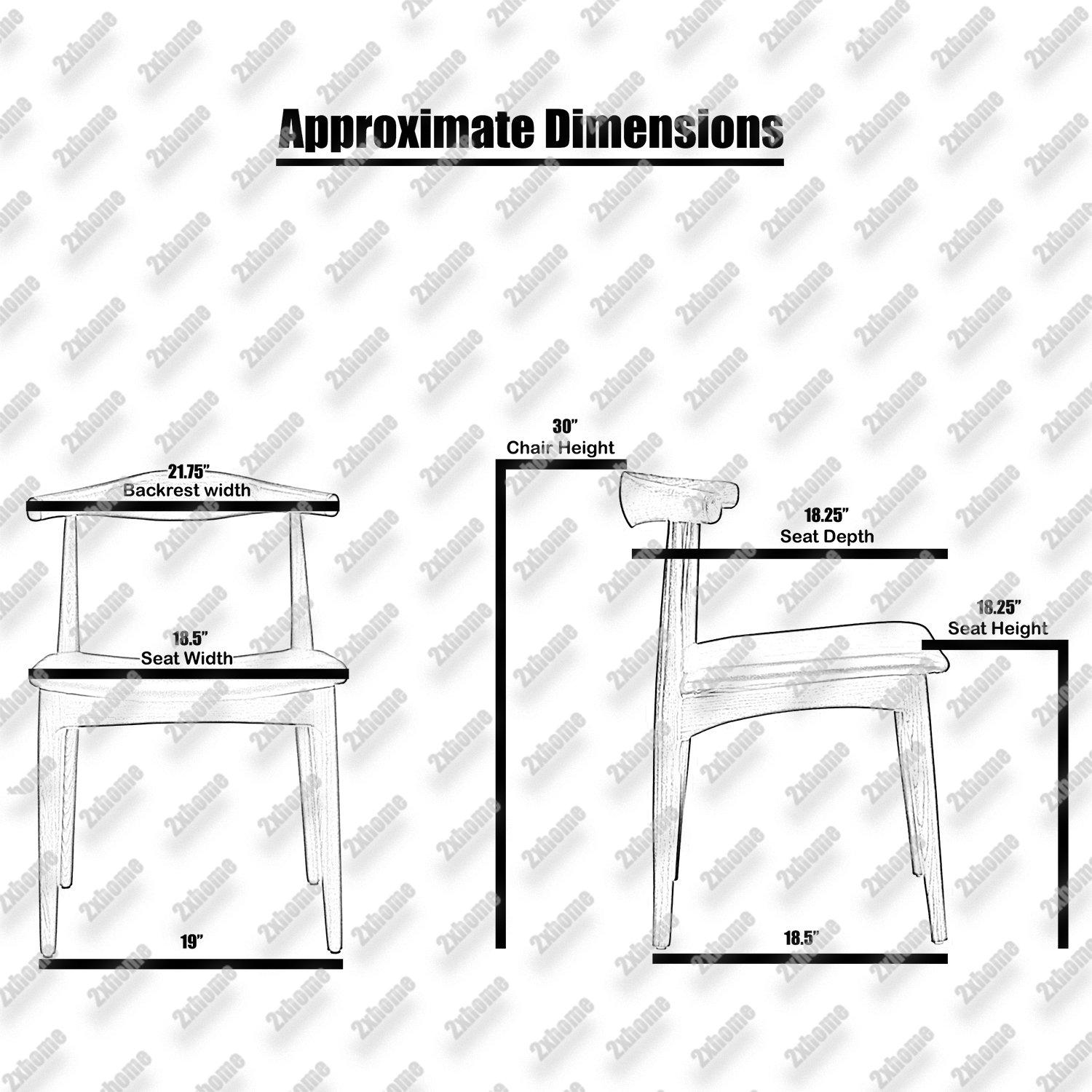 2xhome Set of 2 Solid Wood Farmhouse Dining Elbow Chairs with PU Leather Cushion Seats - Kennedy Presidential Accent Armchairs for Kitchen Dining Room or Office, Espresso