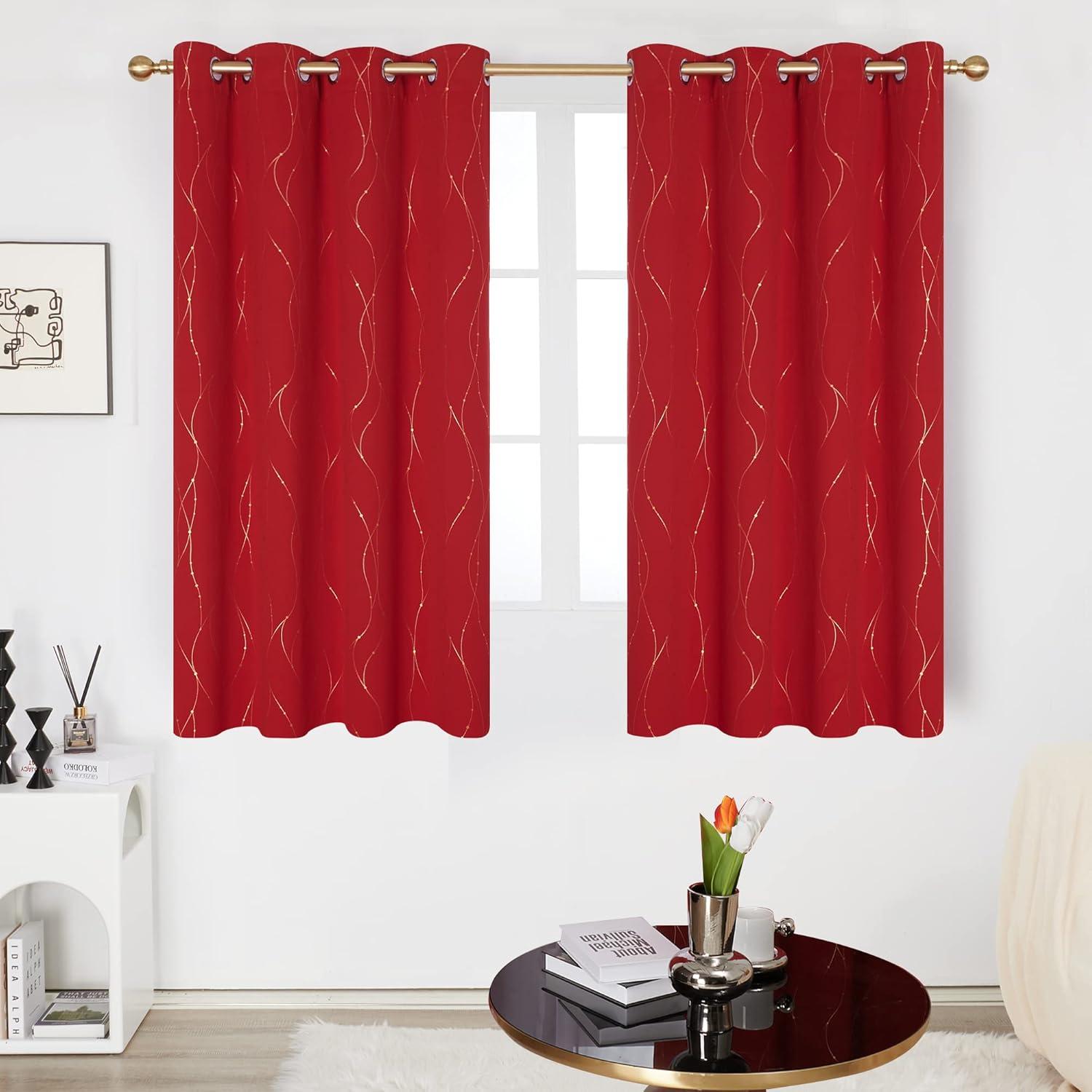 Deconovo Blackout Curtains - Thermal Insulated, Noise-Reducing Window Drapes for Bedroom, Living Room -2 Panels, Red, 42W x 54L