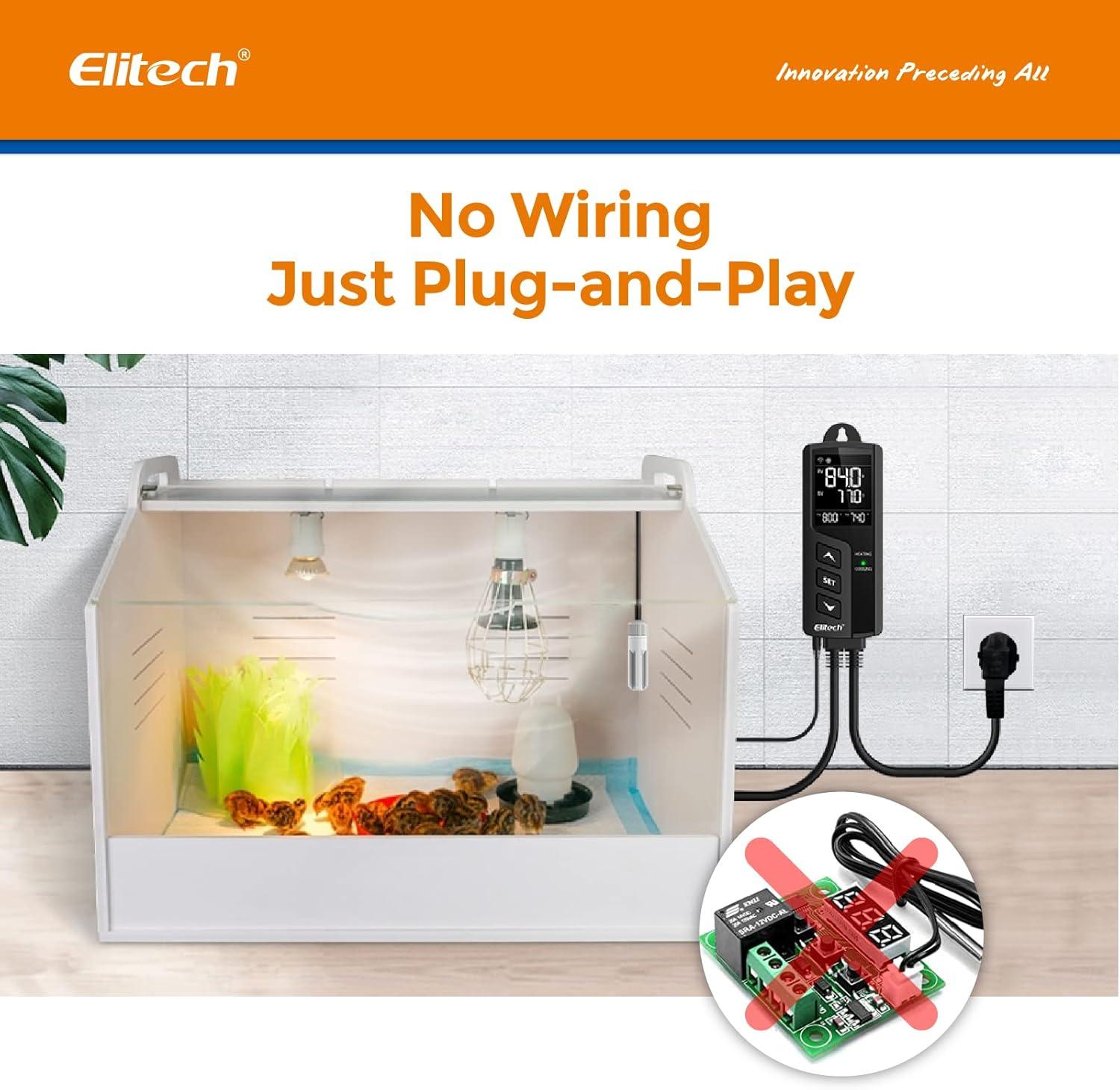 Elitech Temperature Controller Thermostat Heating Cooling Outlets 1100W 110V 10A Reef Tank Grow Room