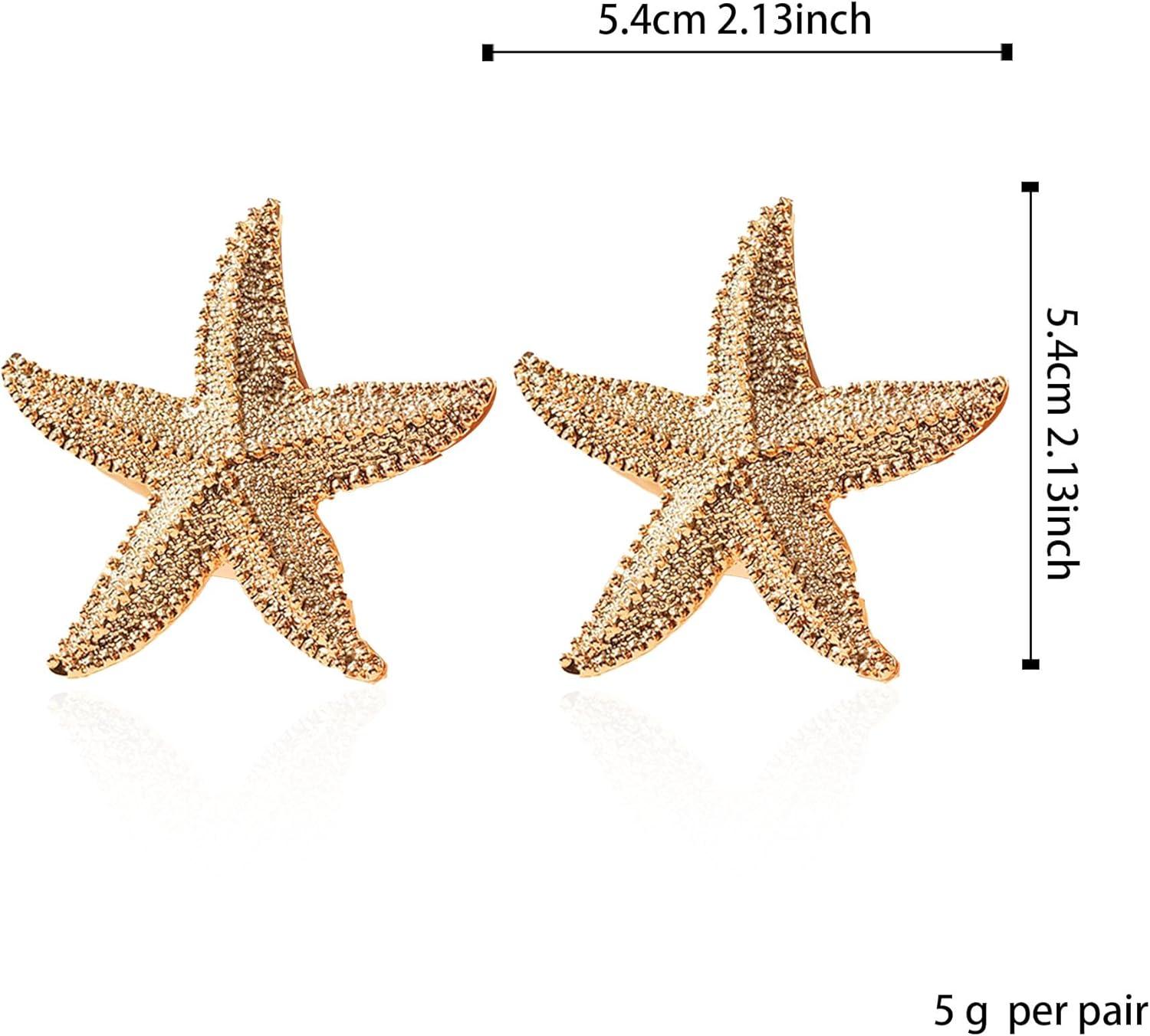 Punk Boho Starfish Earrings Starfish Statement Star Stud Earrings for Women Beach Ocean Summer Jewelry