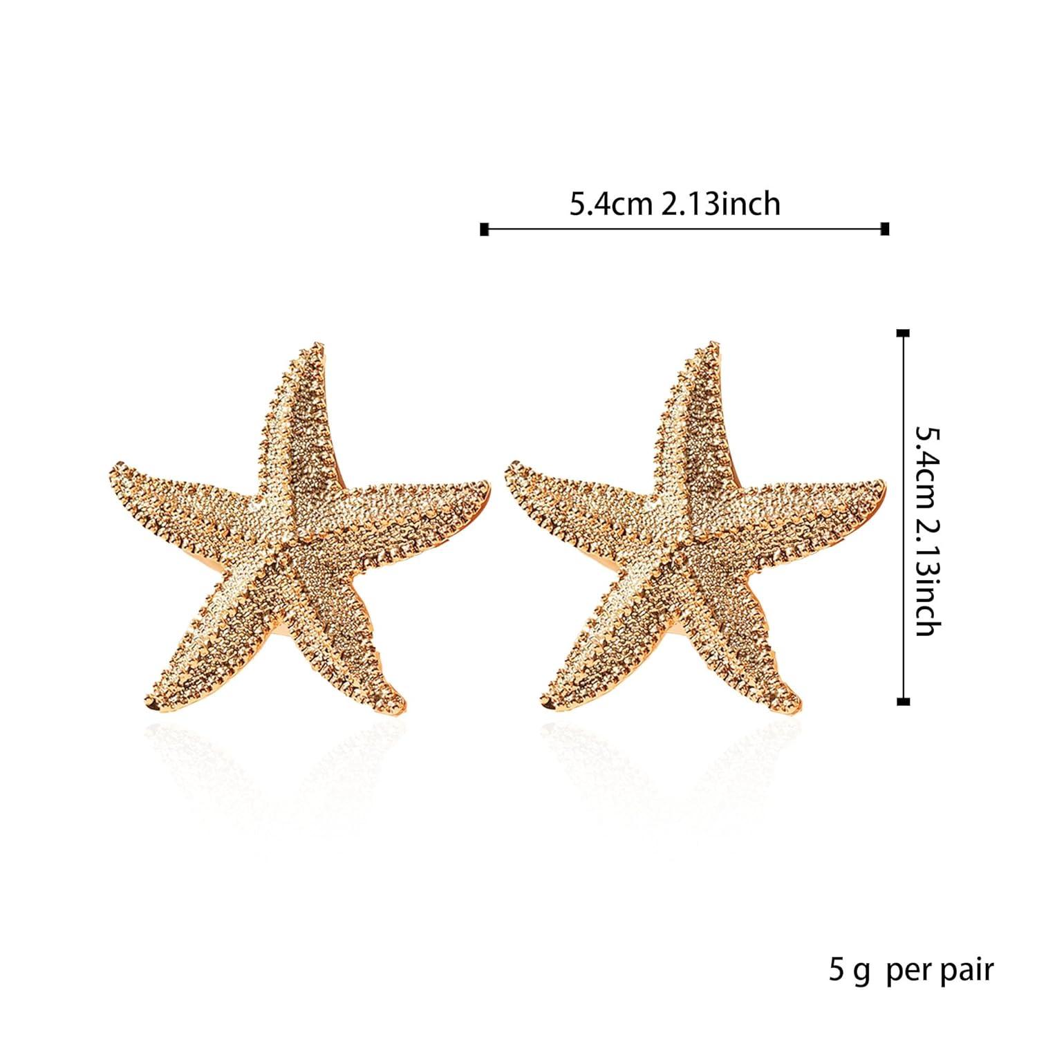 Punk Boho Starfish Earrings Starfish Statement Star Stud Earrings for Women Beach Ocean Summer Jewelry