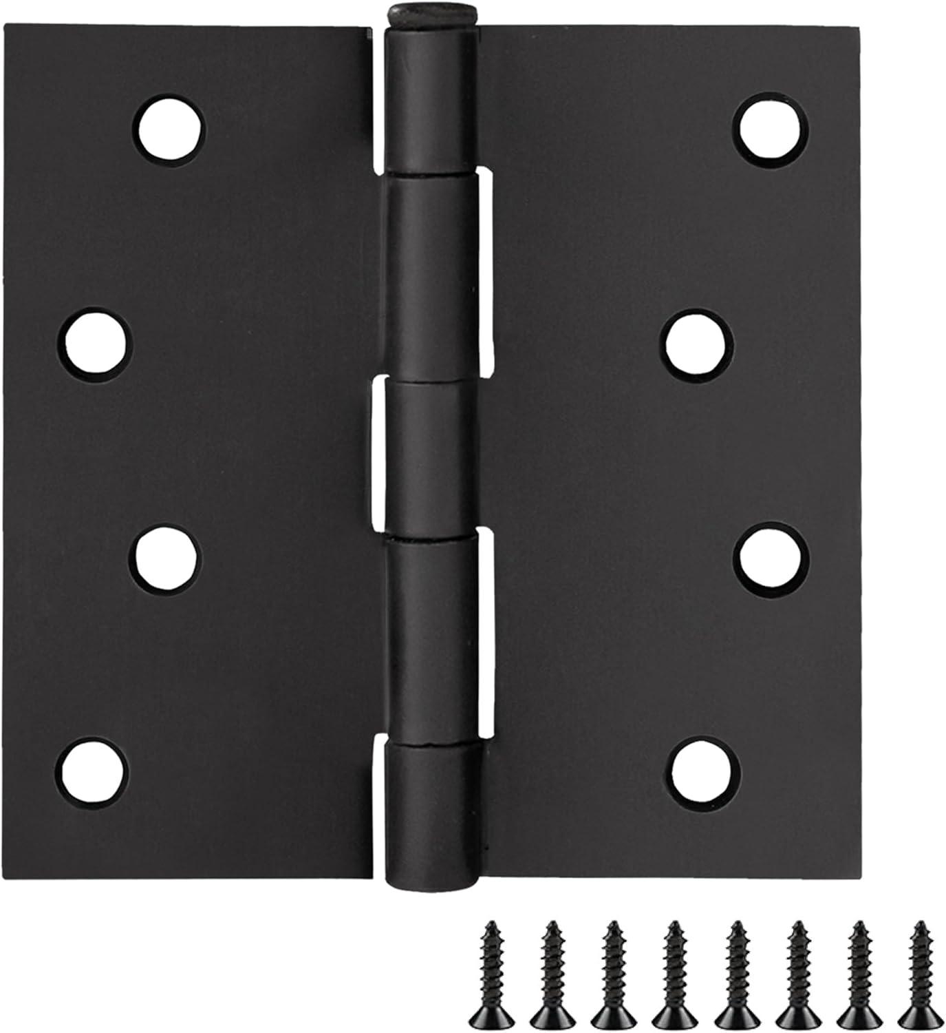 Matte Black Steel 4'' x 4'' Door Hinges with Removable Pin