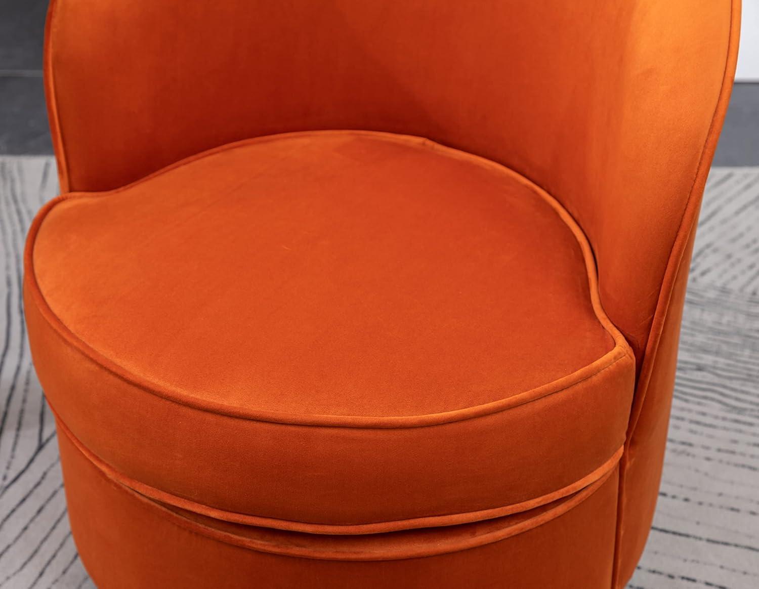 Wania Contemporary Velvet Swivel Chair in Orange