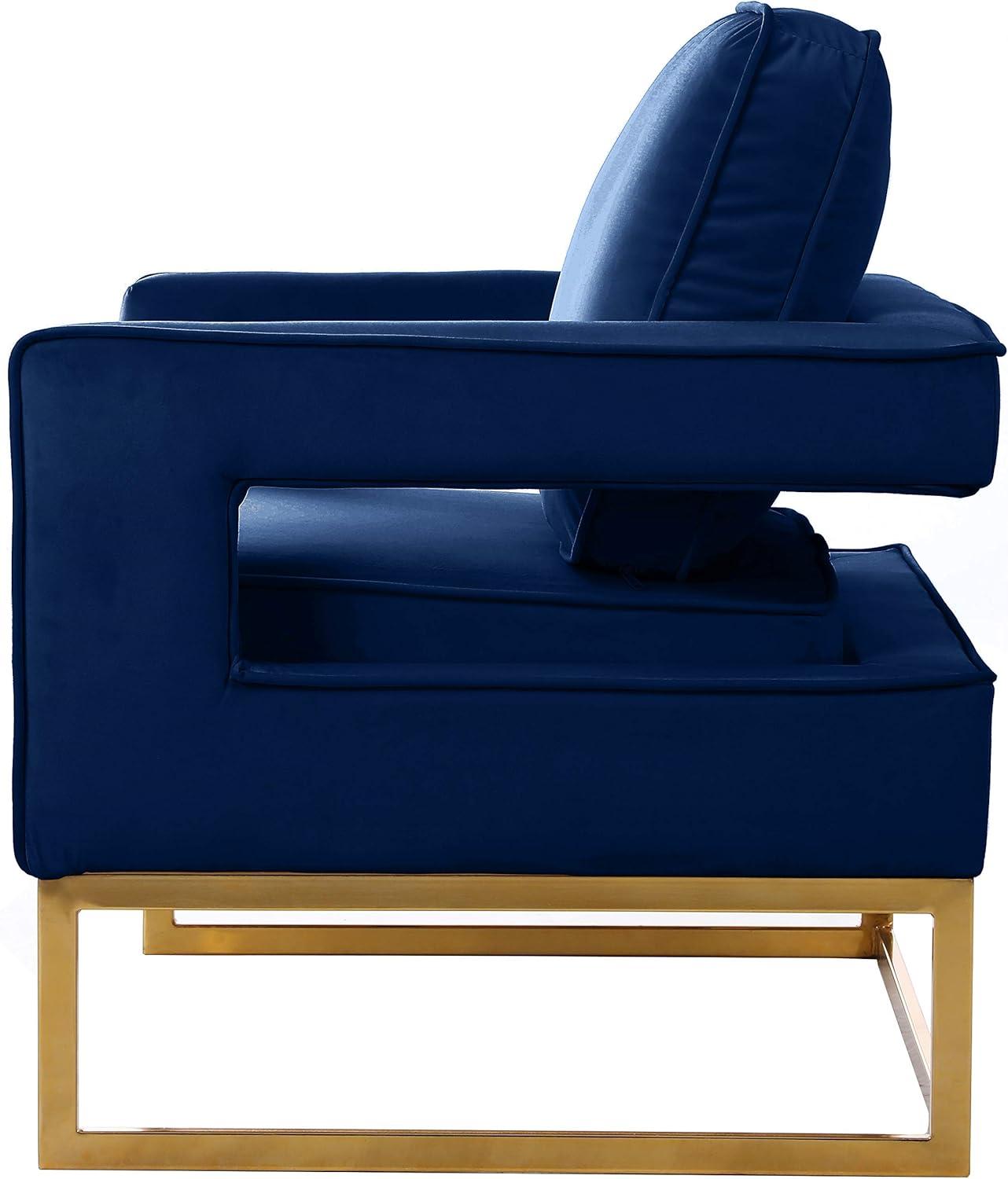 Meridian Furniture Noah Navy Velvet Accent Chair with Gold Iron Base