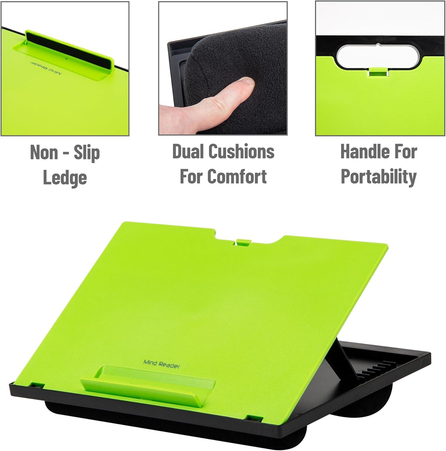 Mind Reader Adjustable 8 Position Lap Top Desk with Cushions, Green
